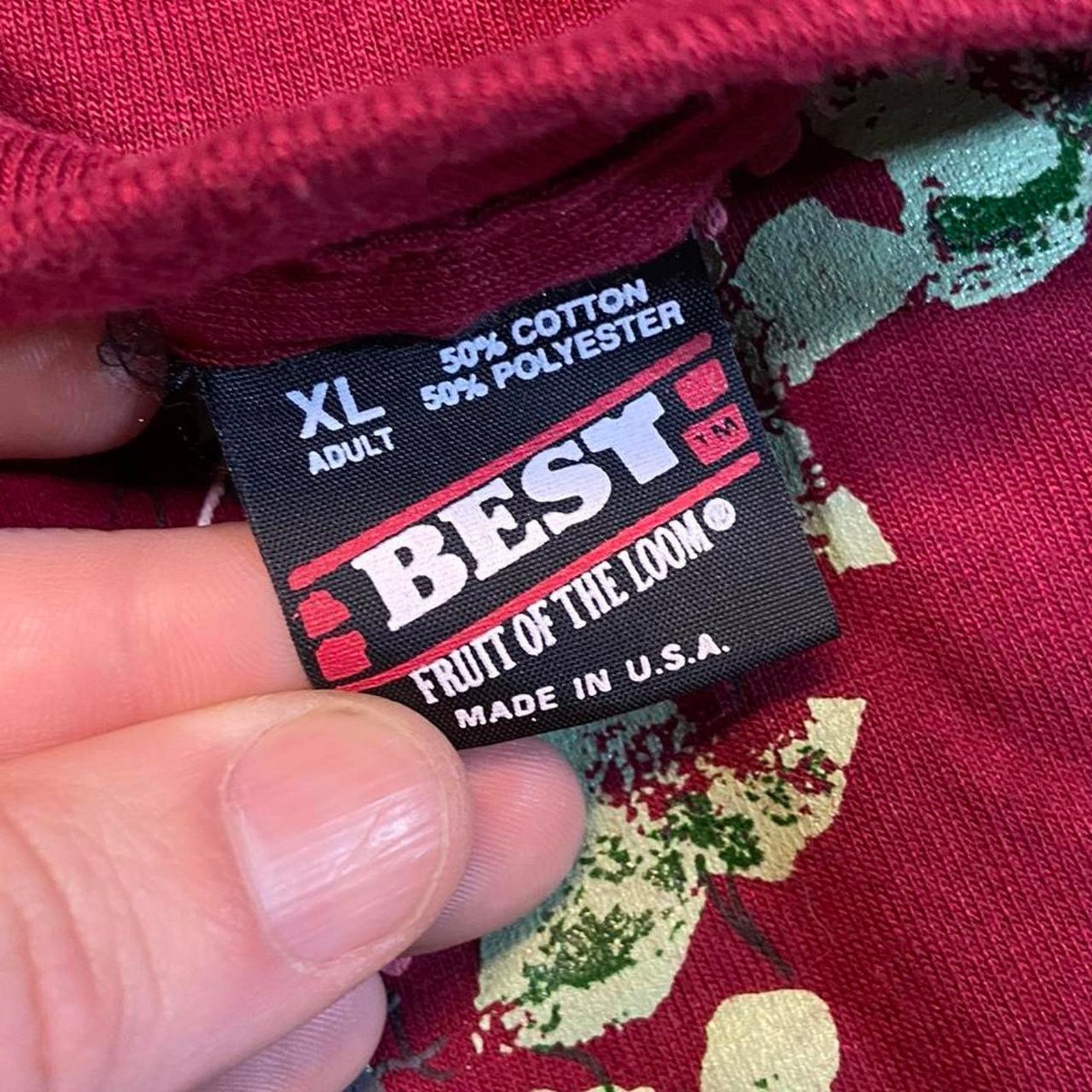 Fruit Of The Loom 90s burgundy heart of ivy Size US XL / EU 56 / 4 - 4 Thumbnail