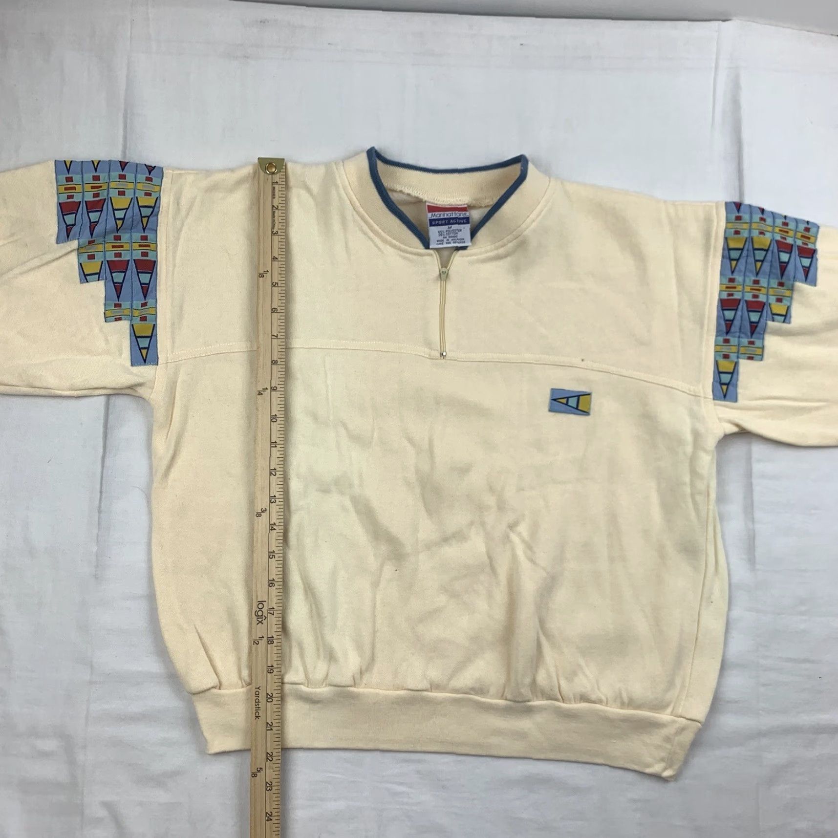 Vintage VINTAGE Manhattan Women's Sweatshirt Pullover Activewear Long Sleeve Zip Collared Yellow Size M Size M / US 6-8 / IT 42-44 - 4 Thumbnail