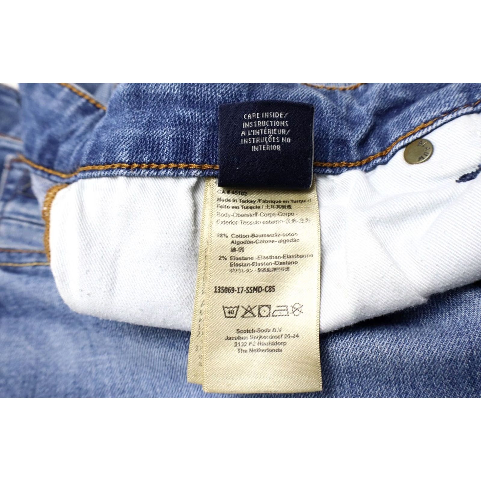 Scotch & Soda SCOTCH & SODA Vernon Jeans Men's W30/L32 Slim Fit Button Fly Fade Whisker Blue Denim Slim Jeans Mens Size US 30 / EU 46 - 7 Thumbnail