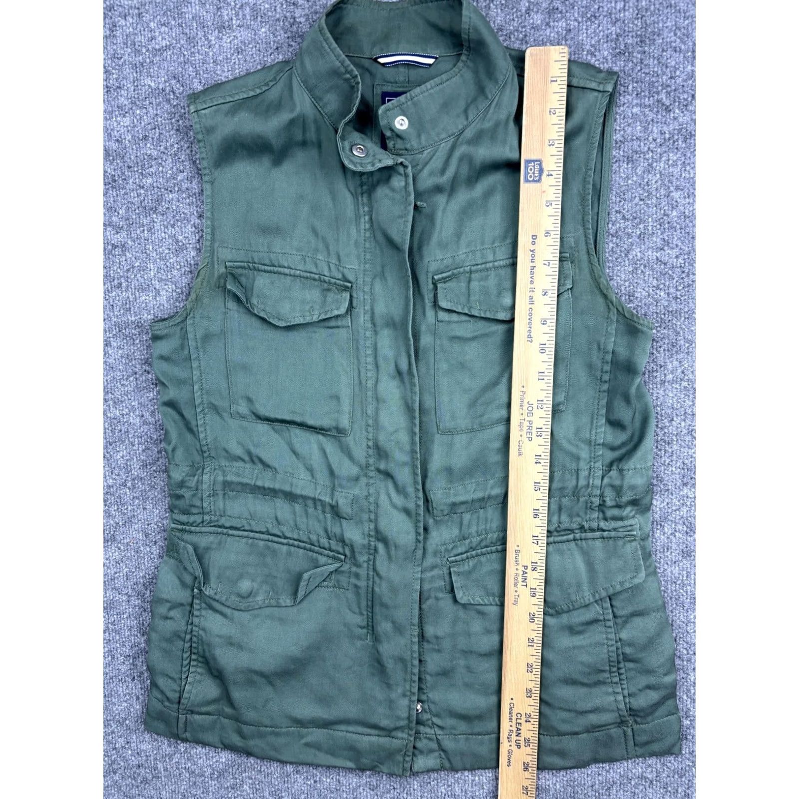 Gap GAP Vest Womens Medium Green Utility Cargo Sleeveless Zip Front Pockets Lyocell Size M / US 6-8 / IT 42-44 - 5 Thumbnail