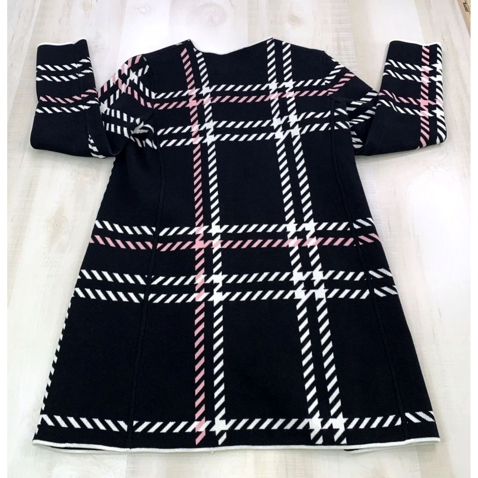 Talbots Talbots Coat Knit Pink White Black Plaid Duster Snap Front Cotton Blend M Womens Medium Size M / US 6-8 / IT 42-44 - 7 Thumbnail