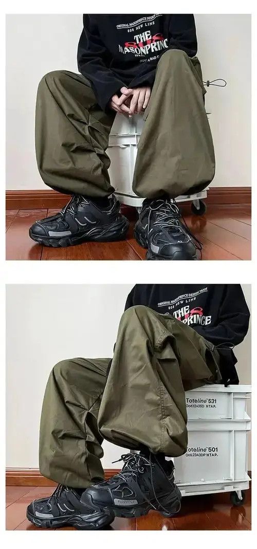 Other Vintage Streetwear black cargo parachute pants y2k Size US 32 / EU 48 - 2 Thumbnail