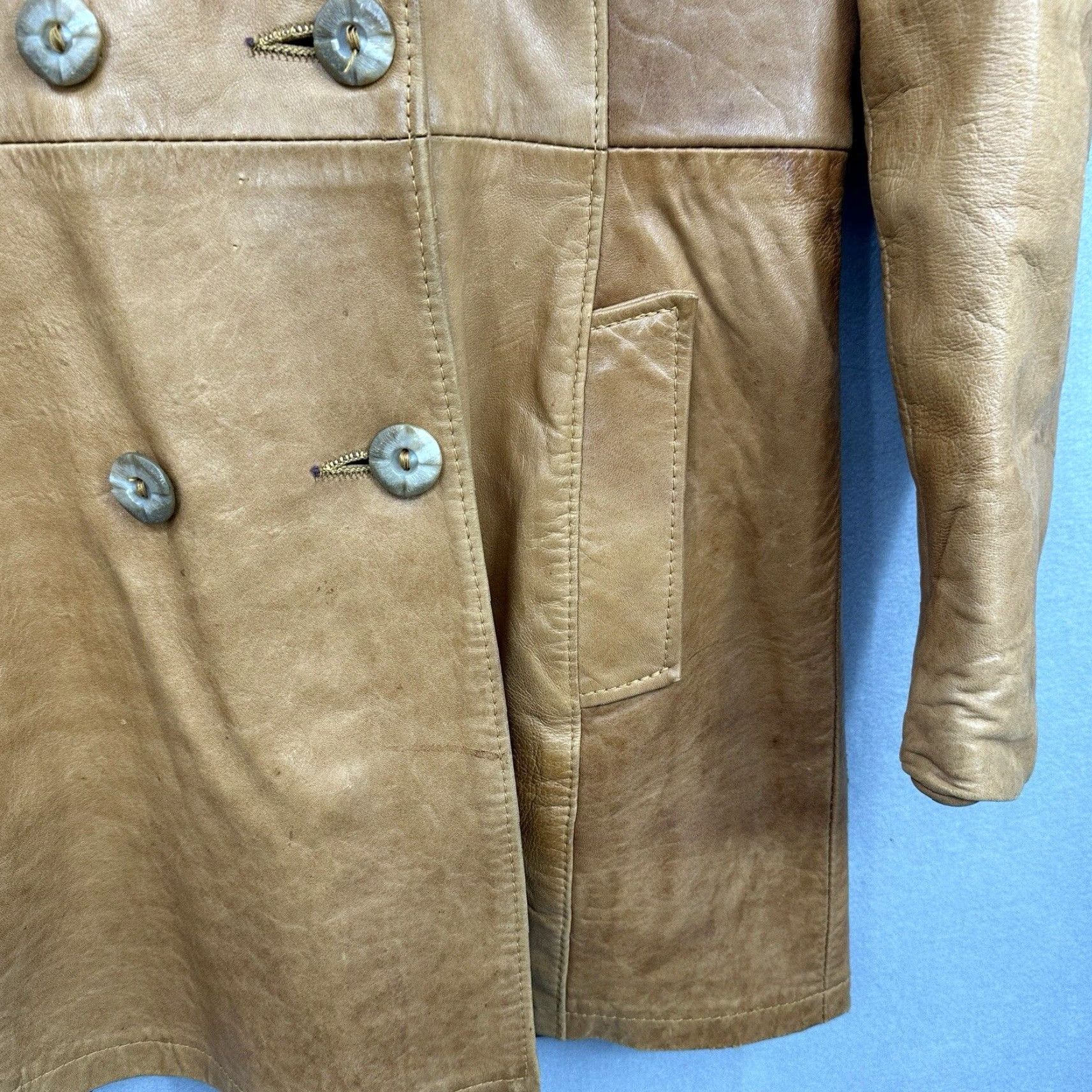 Golden Bear VINTAGE Golden Bear Jacket Mens M Overcoat Leather 80s Brown Adult Medium Mens Jacket Size US M / EU 48-50 / 2 - 7 Thumbnail
