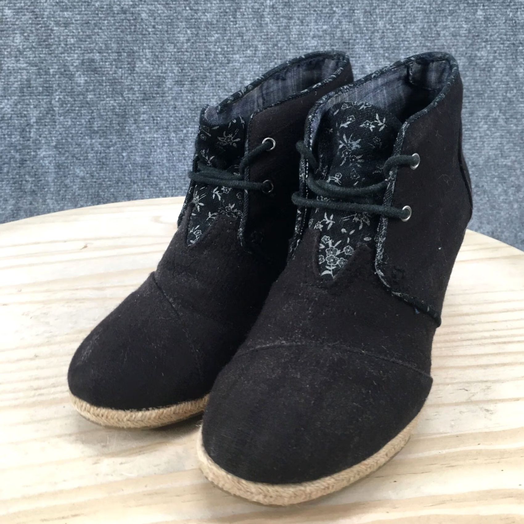 Toms TOMS Boots Womens 9 Casual Desert Espadrille Wedge Ankle Bootie Black Fabric Shoes Women Infrared? Size US 9 / IT 39 - 6 Thumbnail