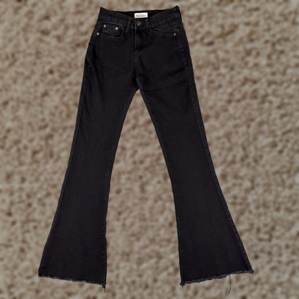 Vintage Red Bottoms Jeans Women's 5 Black Denim Flare Low Rise 25x30 Cotton Blend 5-Pocket Zipper Button Vintage? No Size 27" / US 4 / IT 40 - 1 Thumbnail