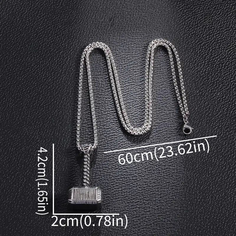 Jewelry × Vintage Thor\\\'s Hammer Stainless Steel Pendant Necklace Size ONE SIZE - 5 Thumbnail