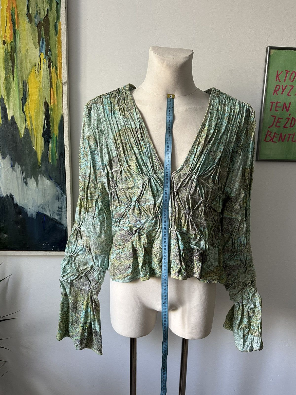 Designer Wax avant garde blouse experimental flowers CSM school Size US M / EU 48-50 / 2 - 5 Thumbnail