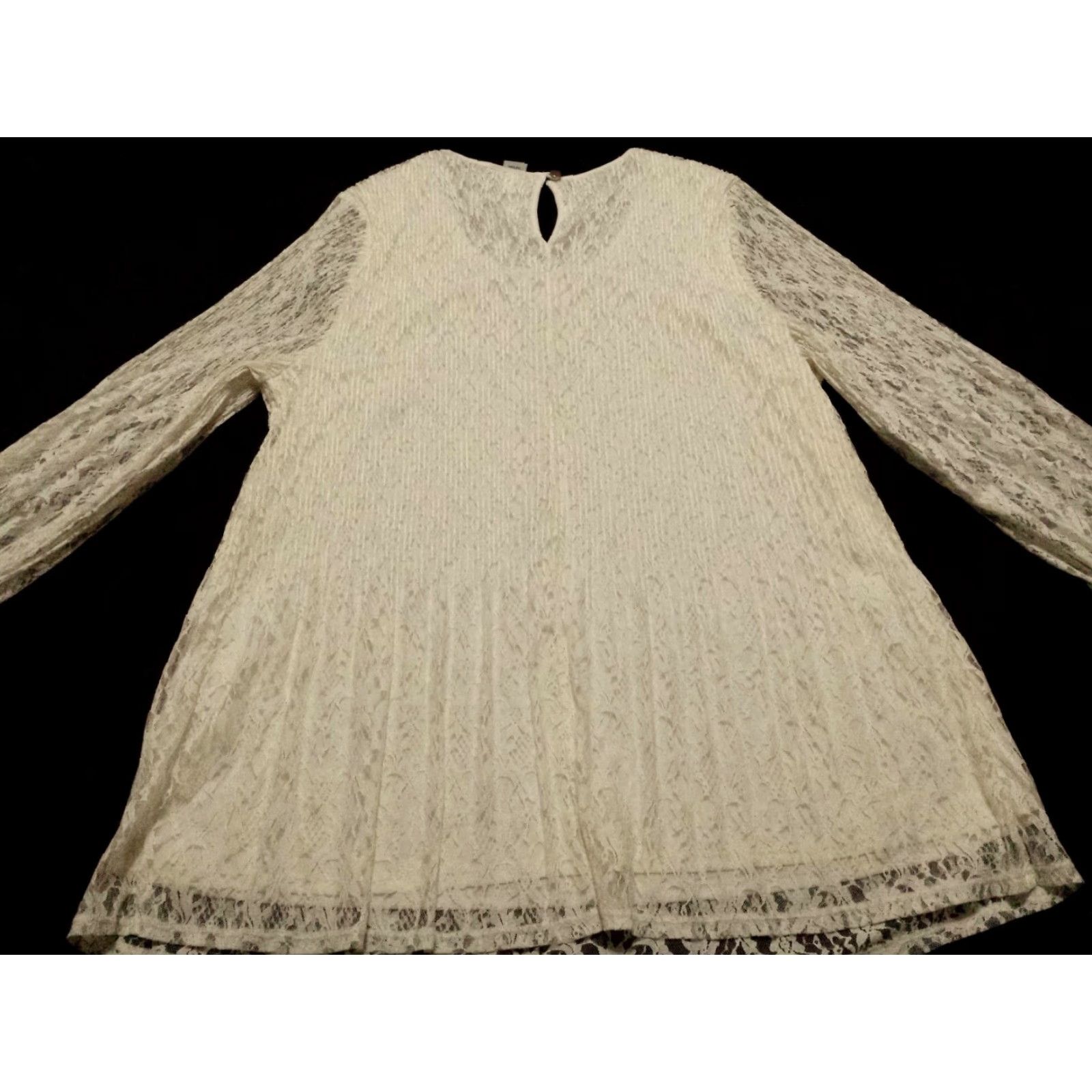 Vintage Catherines 0X Plus Shirt Long Sleeve Scoop Neck White Lace Geometric Polyester Casual Blouse Womens Size XL / US 12-14 / IT 48-50 - 6 Thumbnail