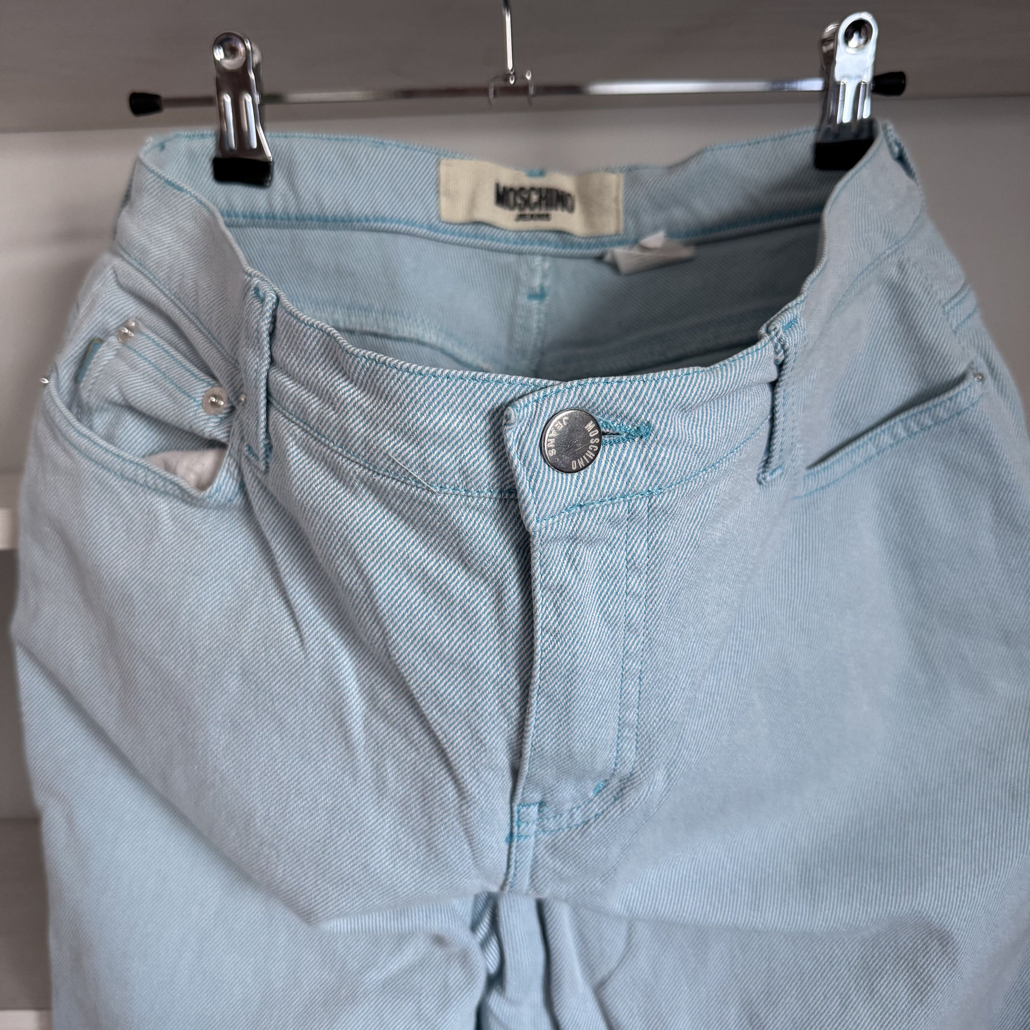 Moschino Vintage MOSCHINO Jeans Logo Blue Light Wide Jeans Size 28" / US 6 / IT 42 - 12 Thumbnail