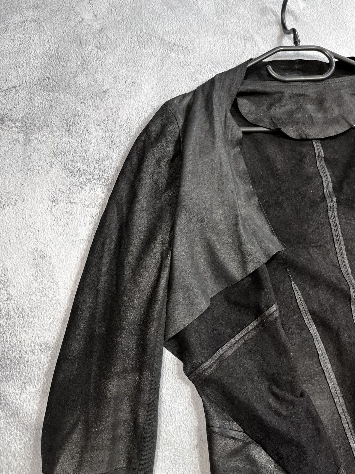 Vintage Vintage Yohji style asymmetric leather avant garde jacket Size M / US 6-8 / IT 42-44 - 5 Thumbnail