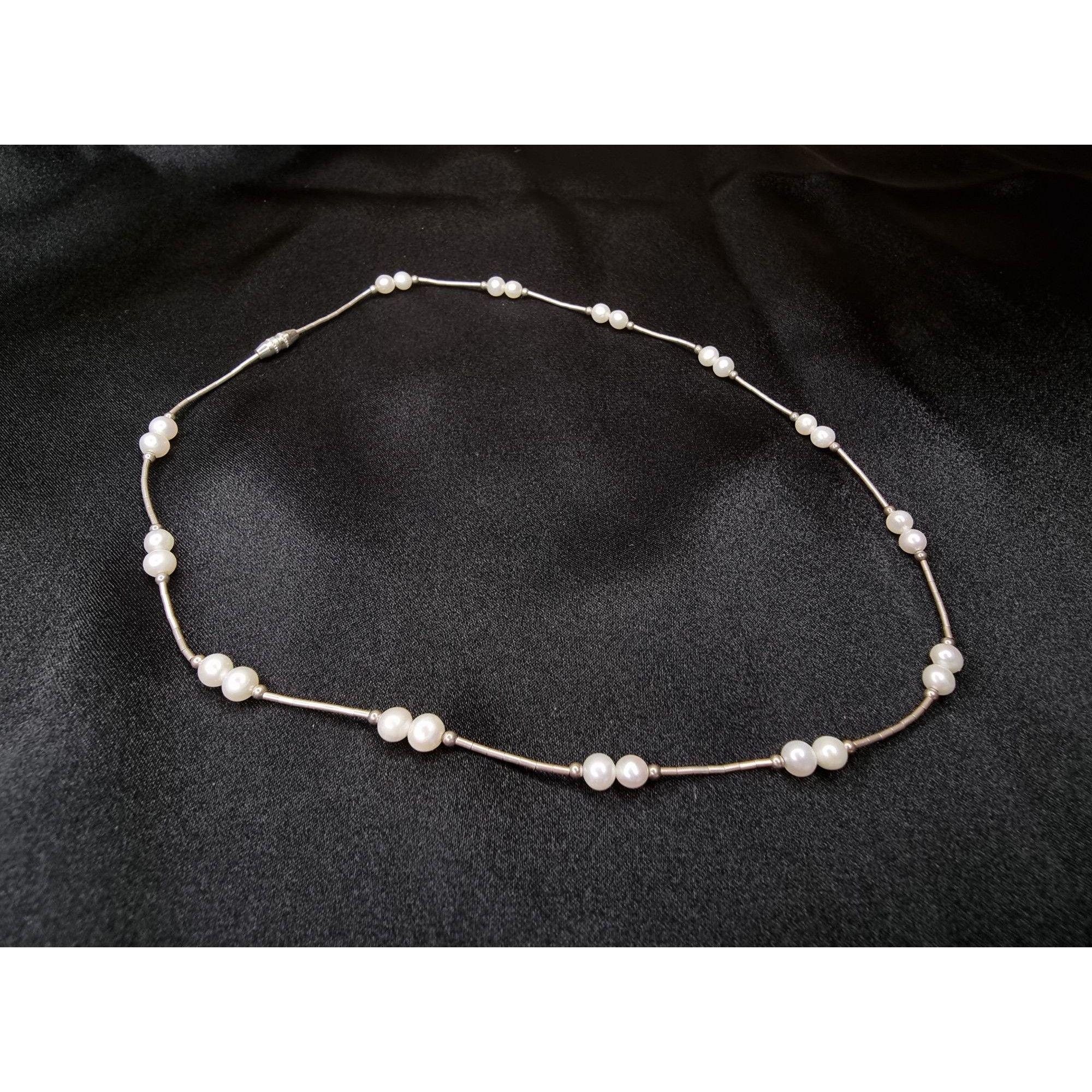 Vintage Vintage Sterling Silver 925 Necklace With Genuine White Pear Size ONE SIZE - 2 Thumbnail