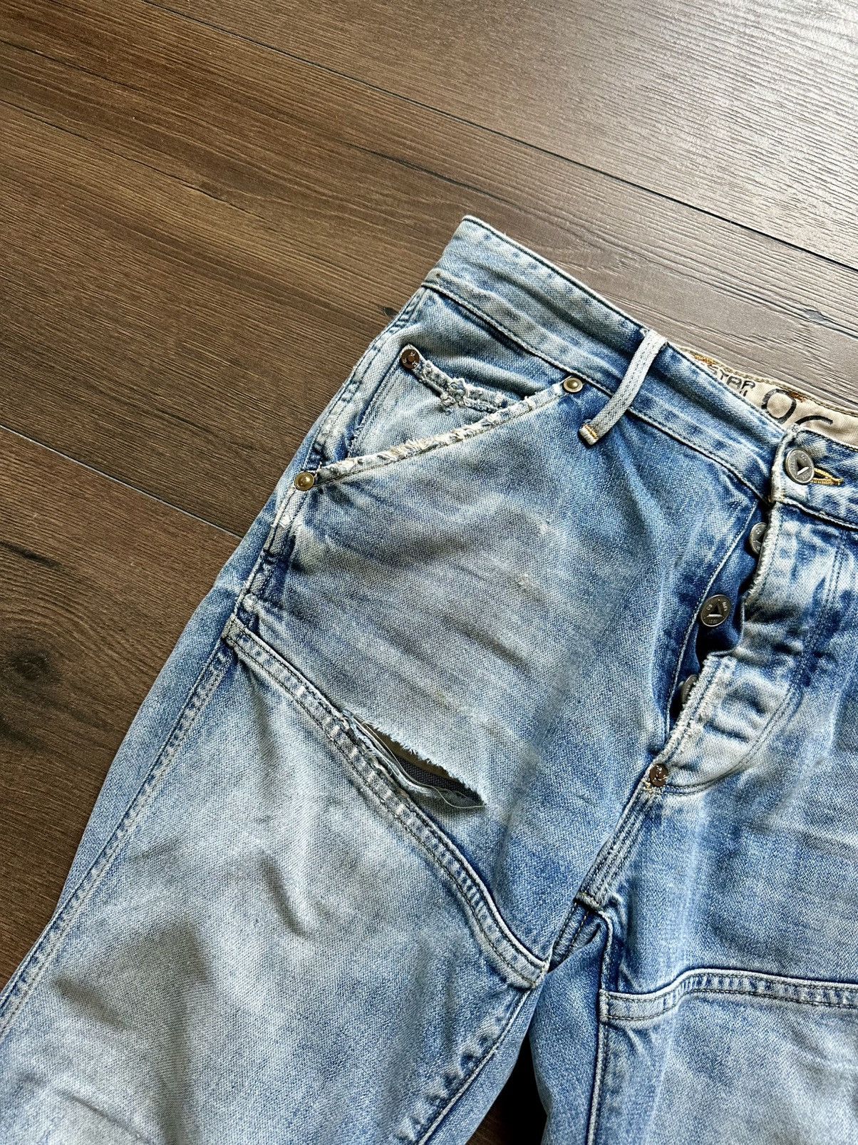 G-Star Vintage Gstar Raw Distressed Y2K Jeans 96 Logo Size US 34 / EU 50 - 10 Thumbnail