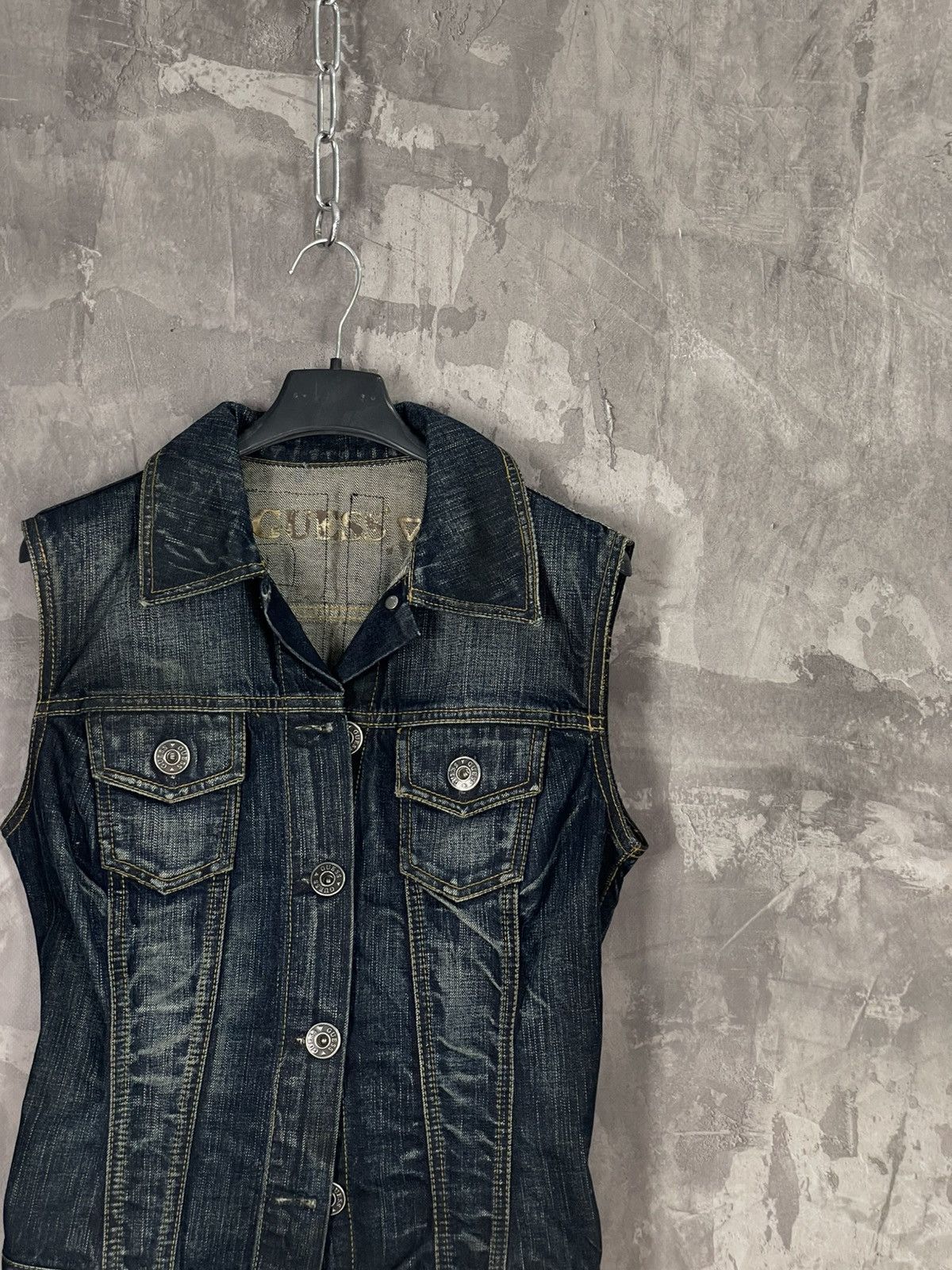 Guess × Japanese Brand Y2K Guess Glamour Avant Garde Vintage Denim Vest Size M / US 6-8 / IT 42-44 - 5 Thumbnail