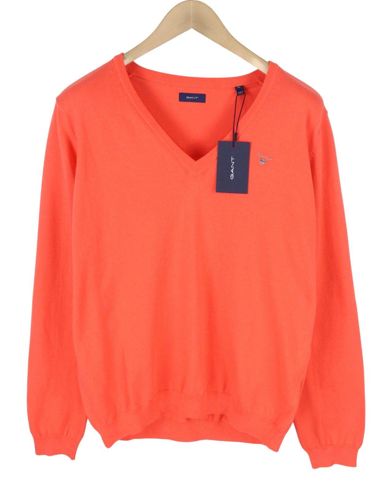 Gant COTTON V-NECK XL Strong Coral Tight-Knit 88069 Size XL / US 12-14 / IT 48-50 - 2 Thumbnail