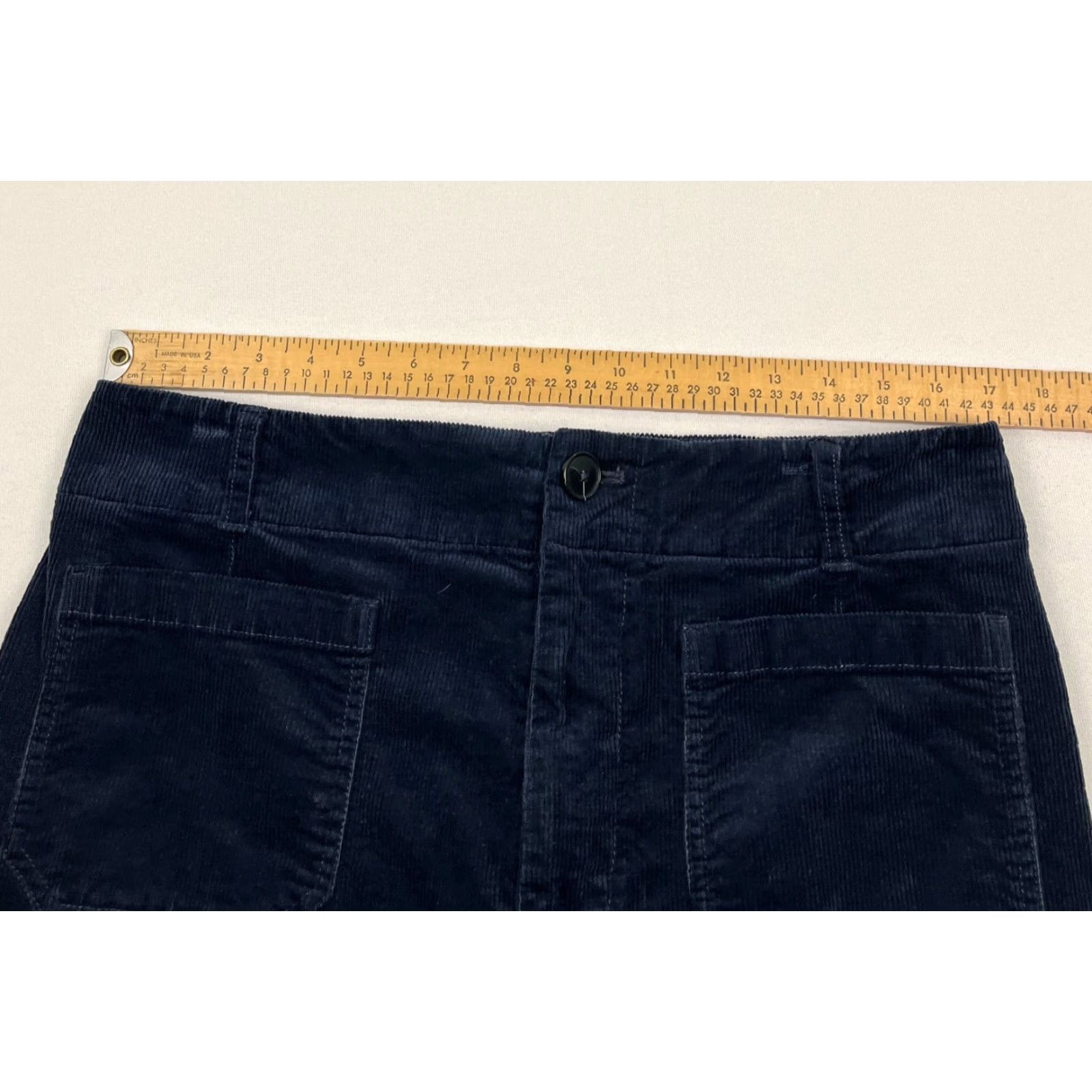 Anthropologie Maeve Anthropologie The Colette Pants Wide-Leg Cotton Corduroy Blue 32 High Rise Pockets Regular Women Size 24" / US 00 / IT 34 - 3 Thumbnail