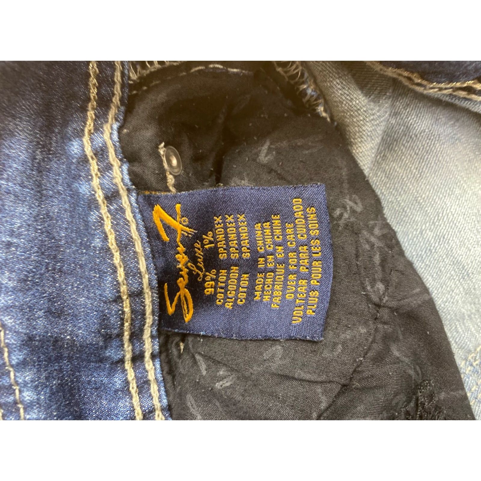Vintage Seven7 Luxe Denim Jeans Womens 18 Skinny Mid Rise Dark Wash Distress 8162 Size 40" / US 18 - 6 Thumbnail