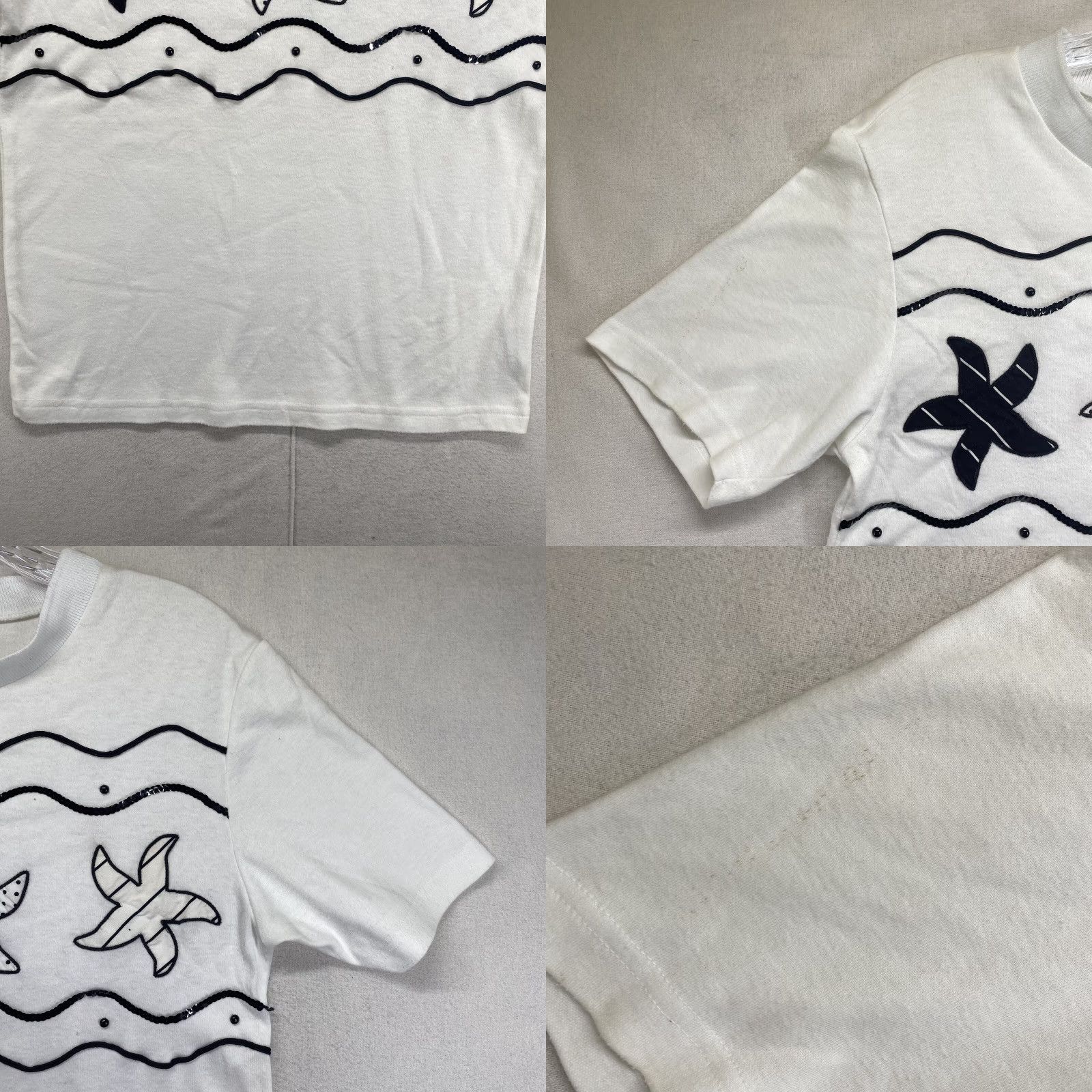 Teva VINTAGE Eva T-Shirt Woman’s Starfish White Embroidered Rhinestone Short Sleeve Crew Neck Small Size S / US 4 / IT 40 - 8 Thumbnail