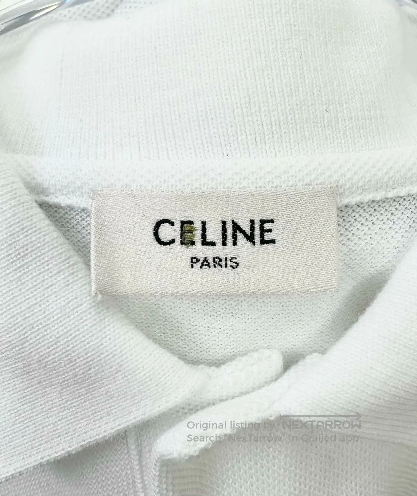 Celine CELINE White embroidered letter logo collar short sleeve P Size US M / EU 48-50 / 2 - 3 Thumbnail
