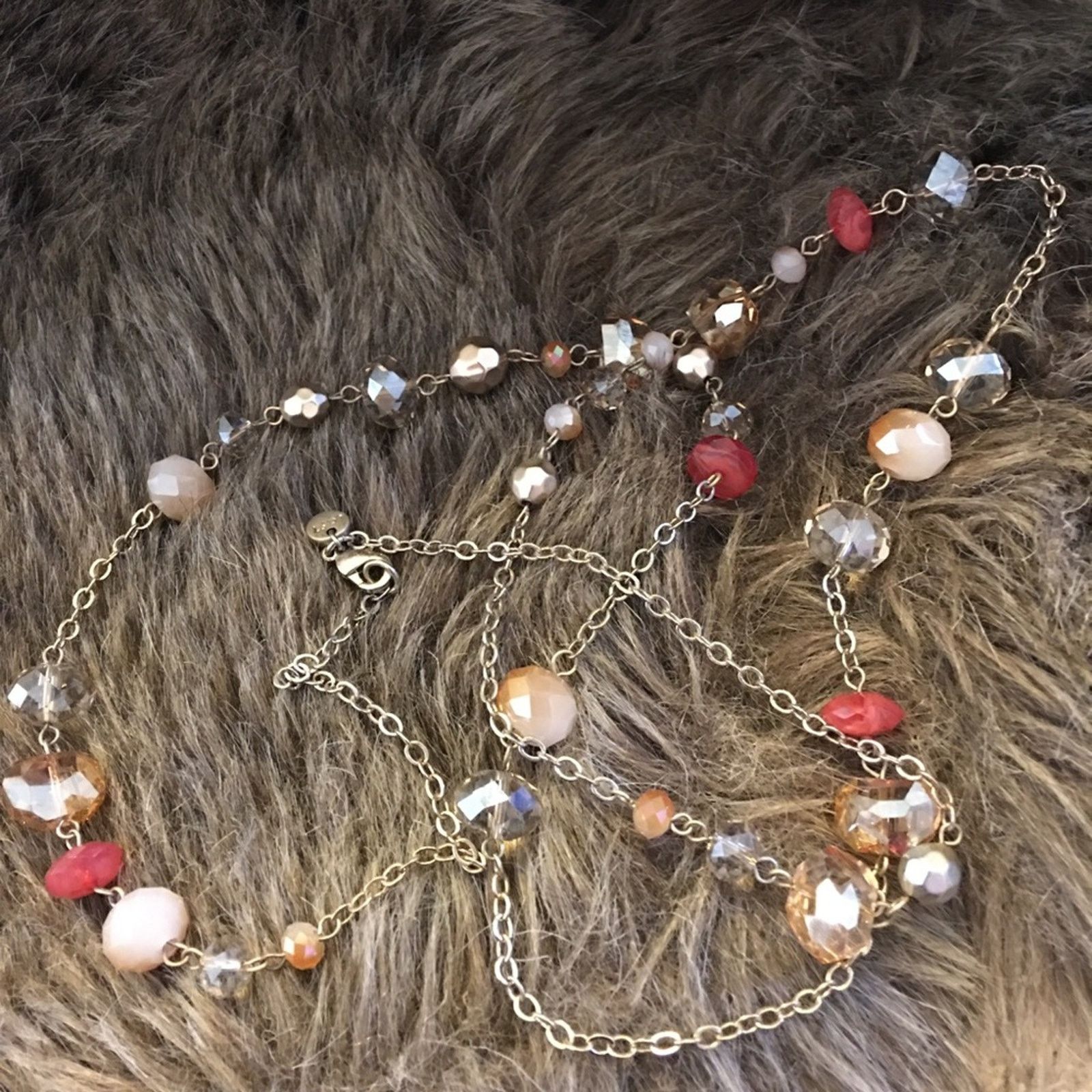 Loft LOFT faceted glass beaded gold tone chain necklace Size ONE SIZE - 6 Thumbnail