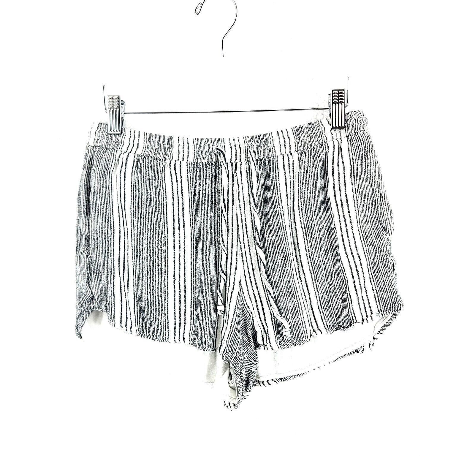 Hollister Hollister Medium Gray White Striped Draw String Hot Pants Sh Size 27" / US 4 / IT 40 - 1 Thumbnail