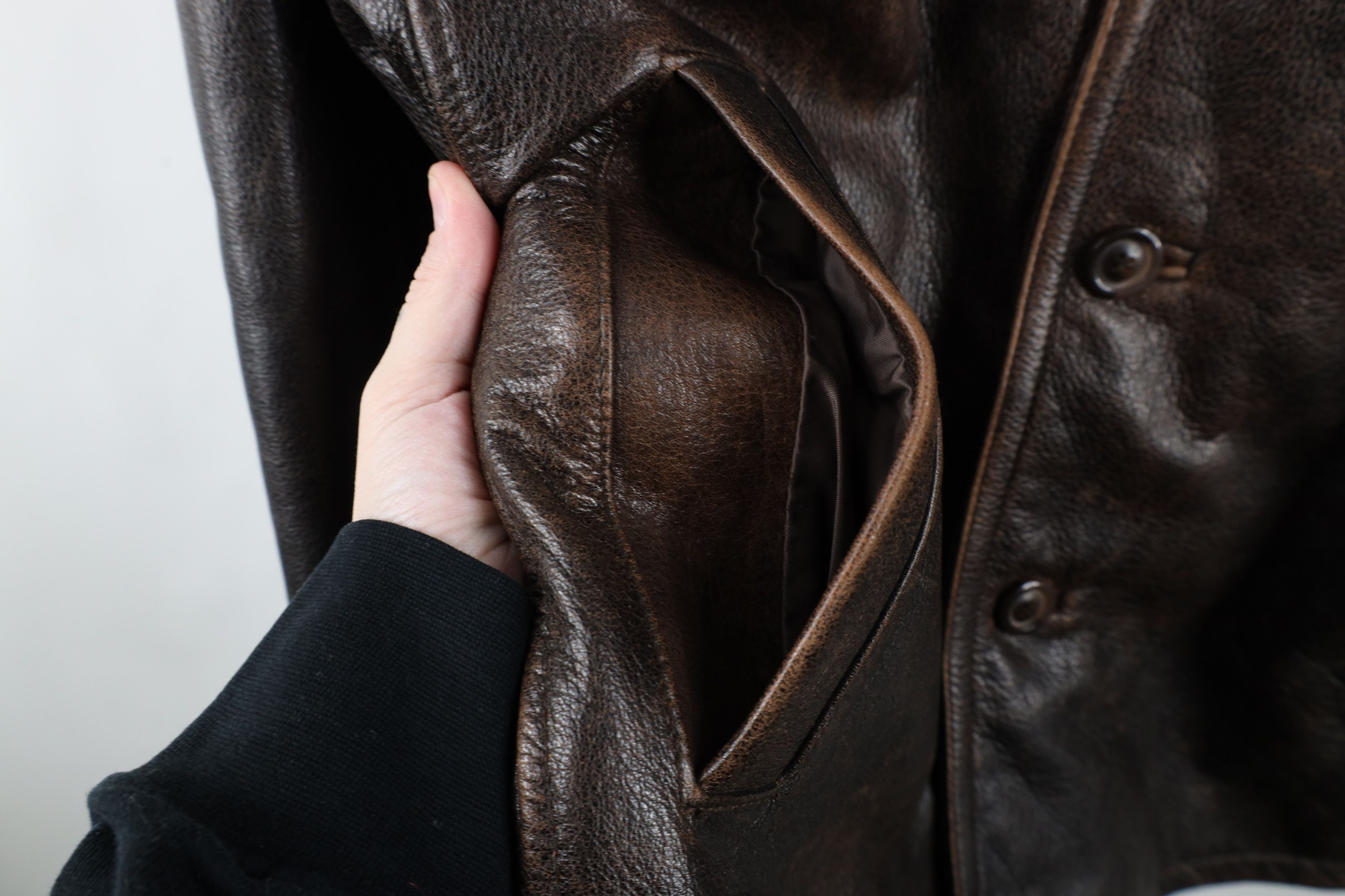 Vintage Vintage 90s Streetwear Quilted Leather Shirt Jacket Brown Size US L / EU 52-54 / 3 - 5 Thumbnail