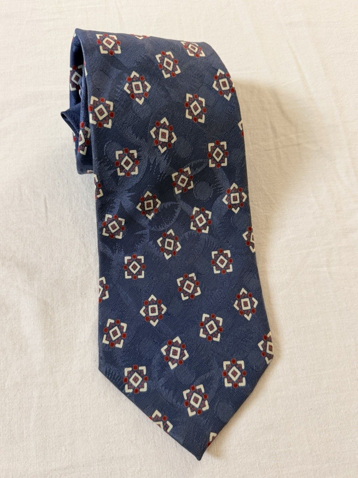 Polo Ralph Lauren Vtg Polo Ralph Lauren Silk Necktie Blue Geometric Floral 55" Size ONE SIZE - 2 Thumbnail
