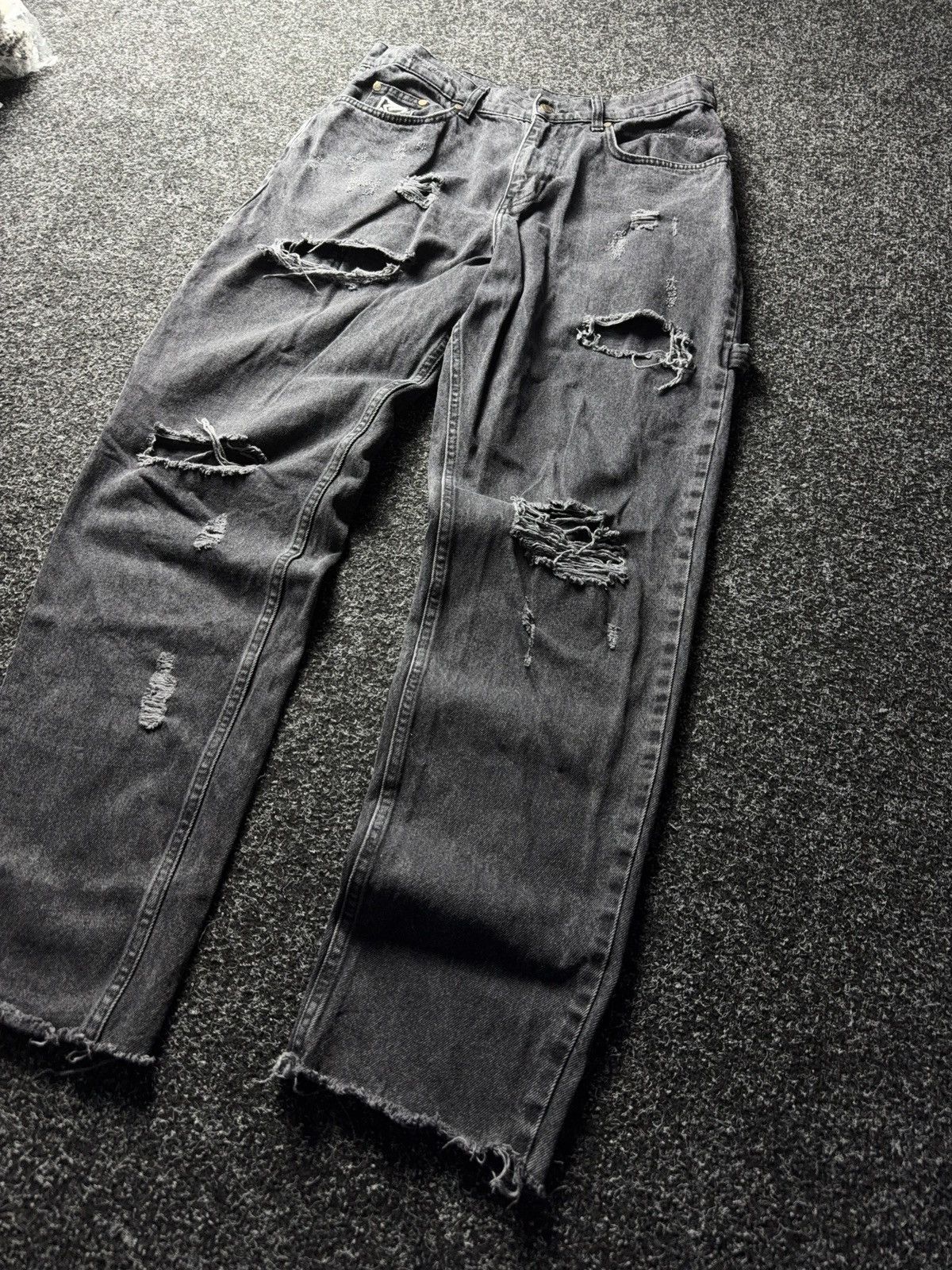 Karl Kani Vintage Karl Kani Carpenter SK8 00s Denim Jeans Black 90s Size US 31 - 4 Thumbnail