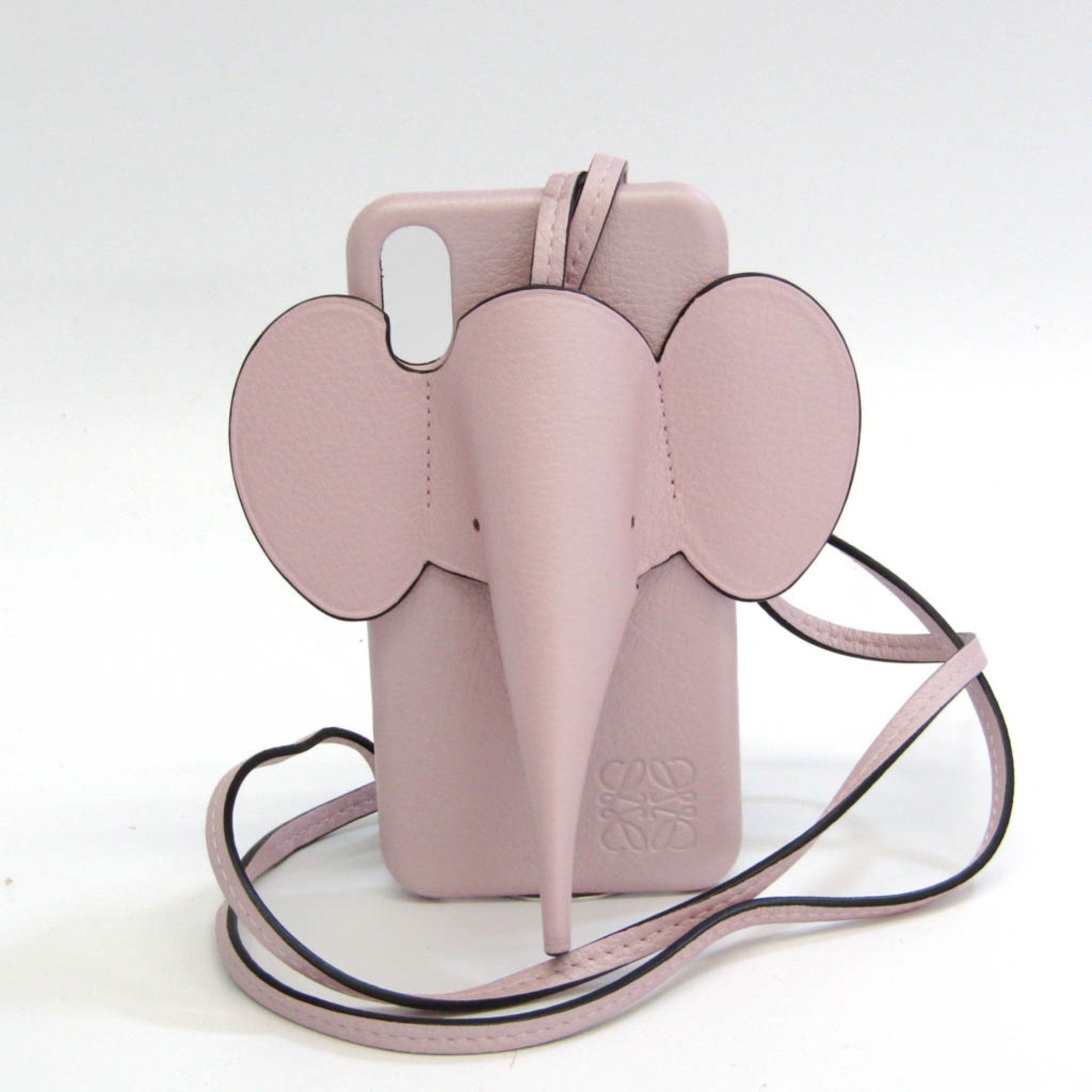 image of Loewe Leather Phone Bumper For Iphone X Pink Elephant in Black, Women's
