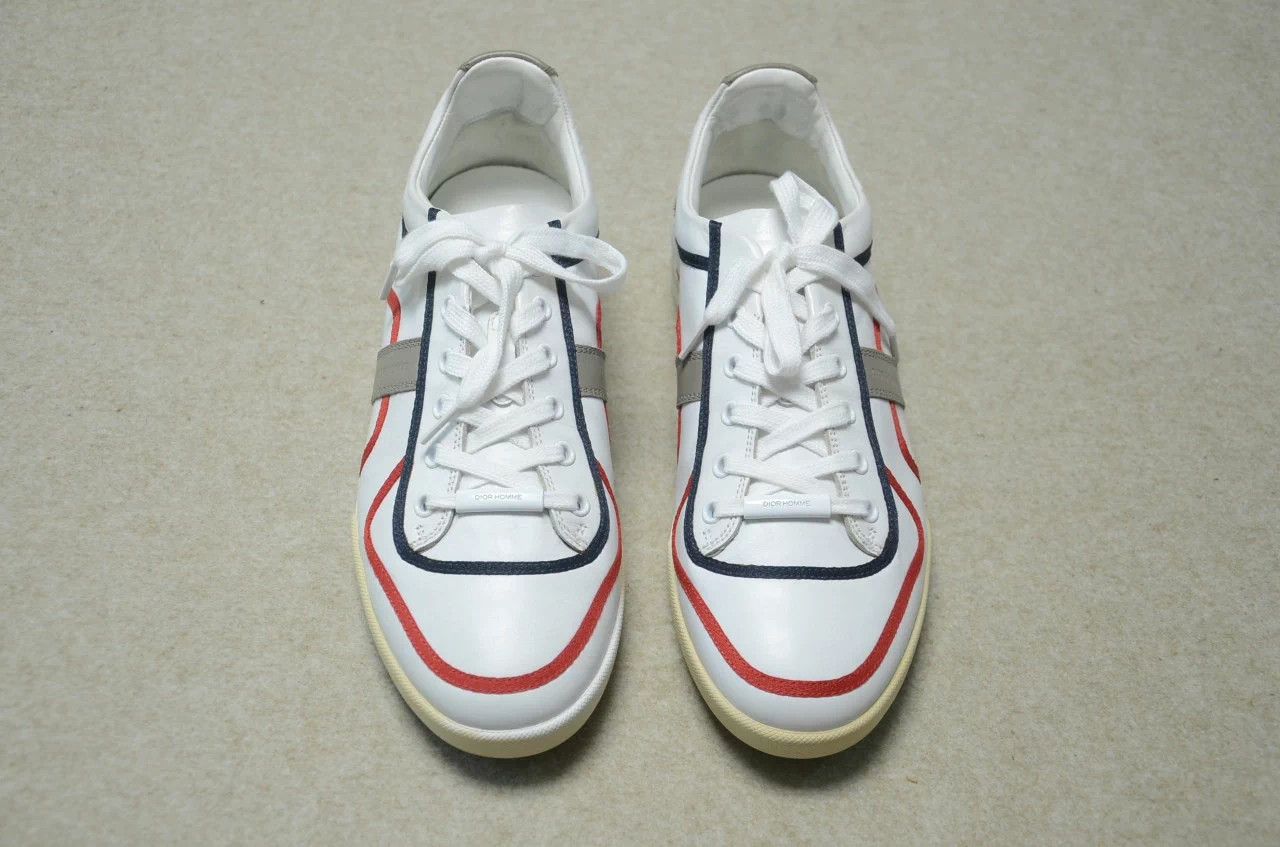 Dior Dior B01 German Trainer Leather Sneaker 40.5 Red/Blue Stripe Size US 7.5 / EU 40-41 - 2 Thumbnail