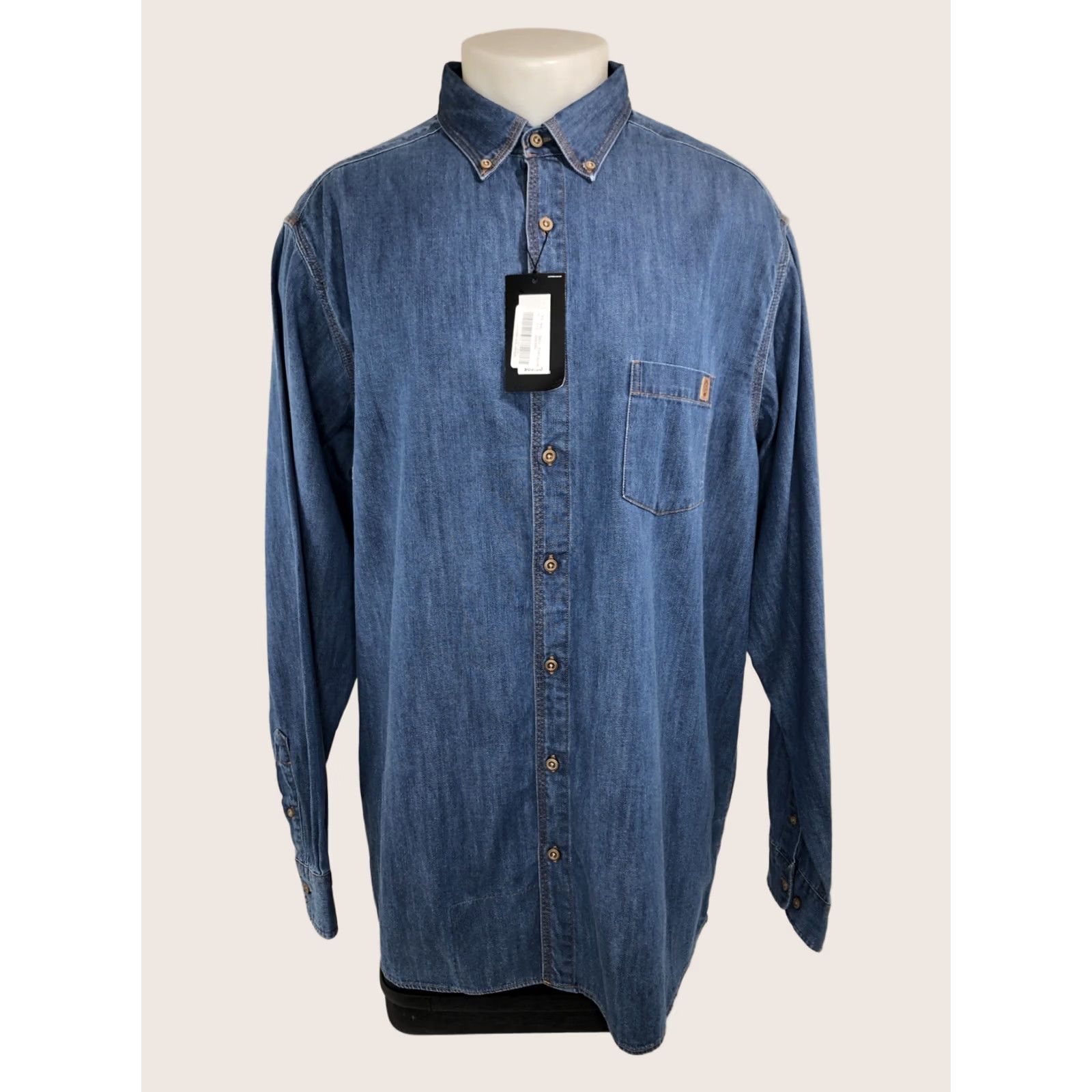 Vintage SOLARIS Shirt Mens XL Tall Lightweight Denim Chambray Blue Button-Up New with Tags Size US XL / EU 56 / 4 - 1 Thumbnail