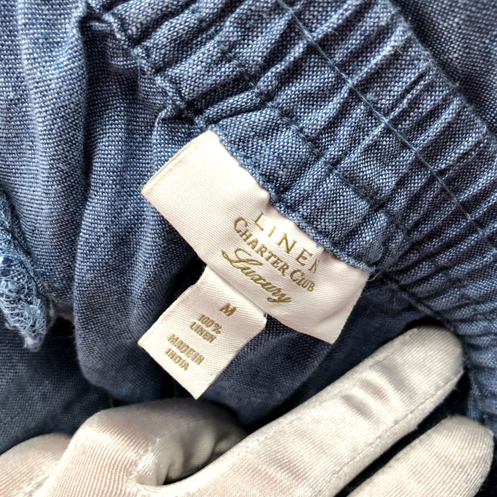 Charter Club Charter Club Pants Wool? 100% Linen Pull On Crop Womens M Blue Straight Embroidered Size 32" / US 10 / IT 46 - 3 Thumbnail