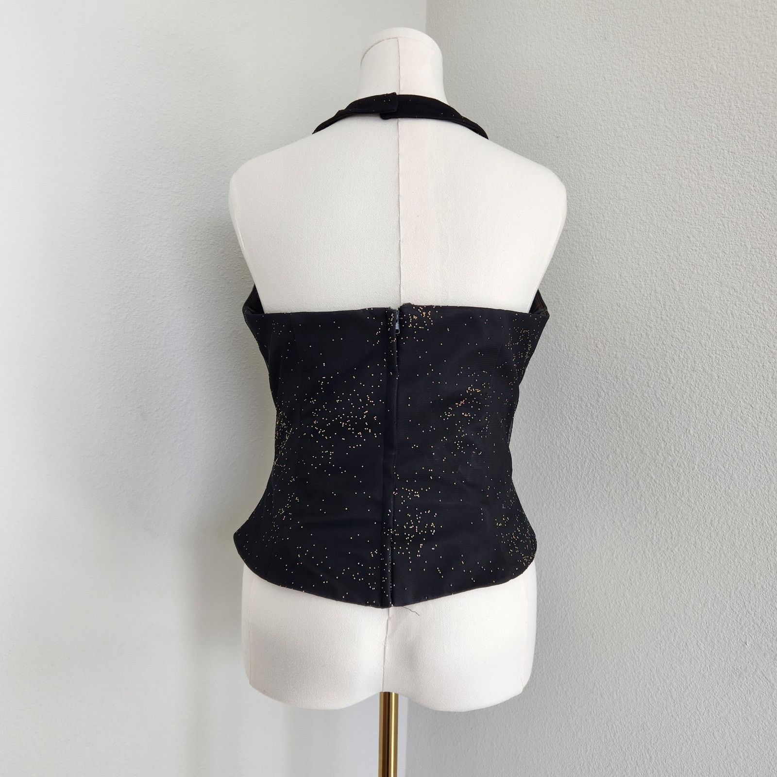 Vintage Vintage Black Tulle Halter Top Metal Beaded V-Neck L Size L / US 10 / IT 46 - 6 Thumbnail