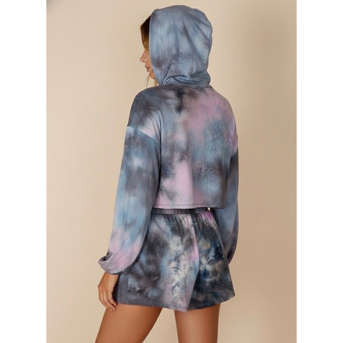Other NWT Tie Dye Cropped Hoodie & Shorts 2 Piece Set | Athleisure Size L / US 10 / IT 46 - 6 Thumbnail