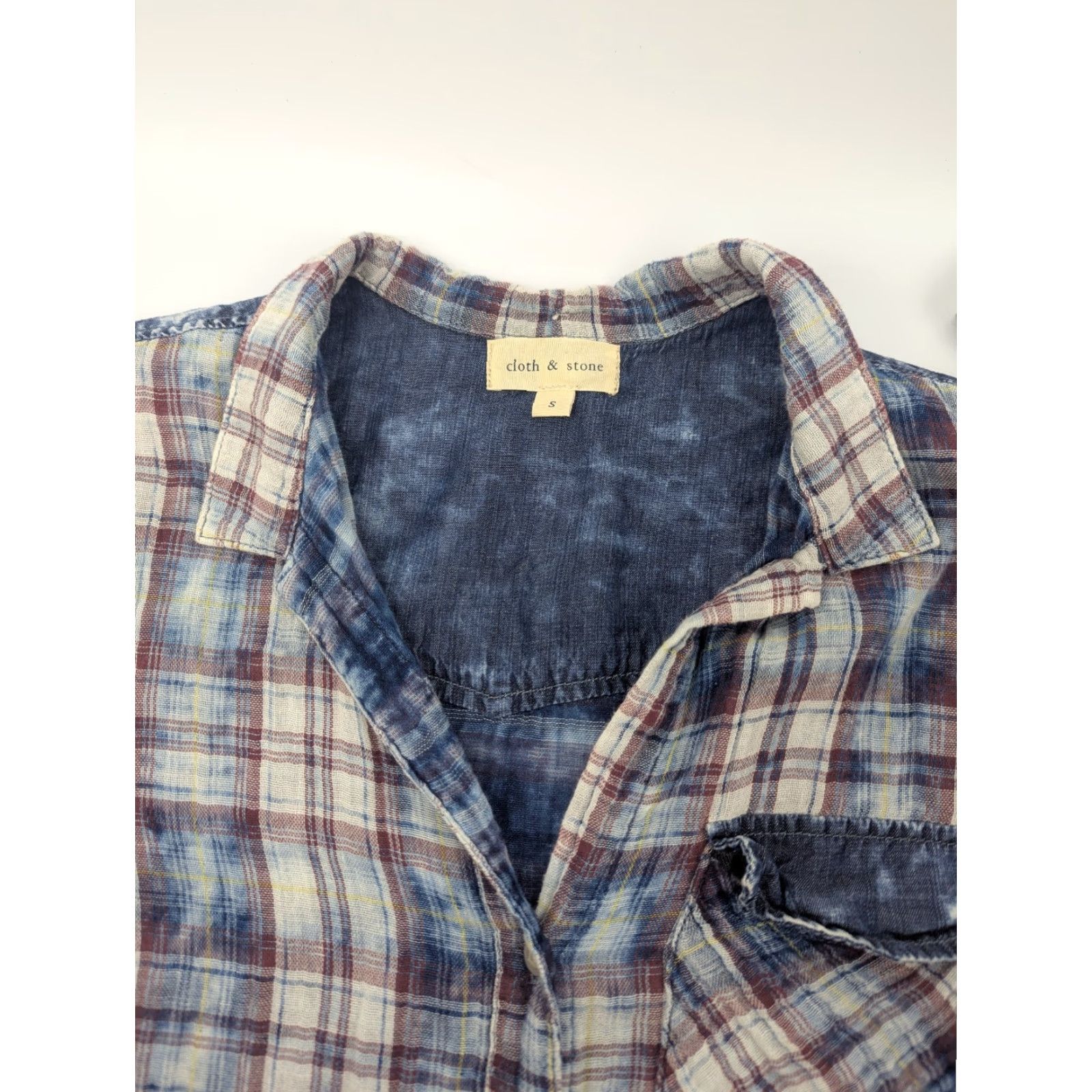 CLOT Cloth & Stone Button Shirt Women's S Plaid Blue White Red Western Casual Sleeve Long Sleeve Knit 100% Cotton Size S / US 4 / IT 40 - 7 Thumbnail