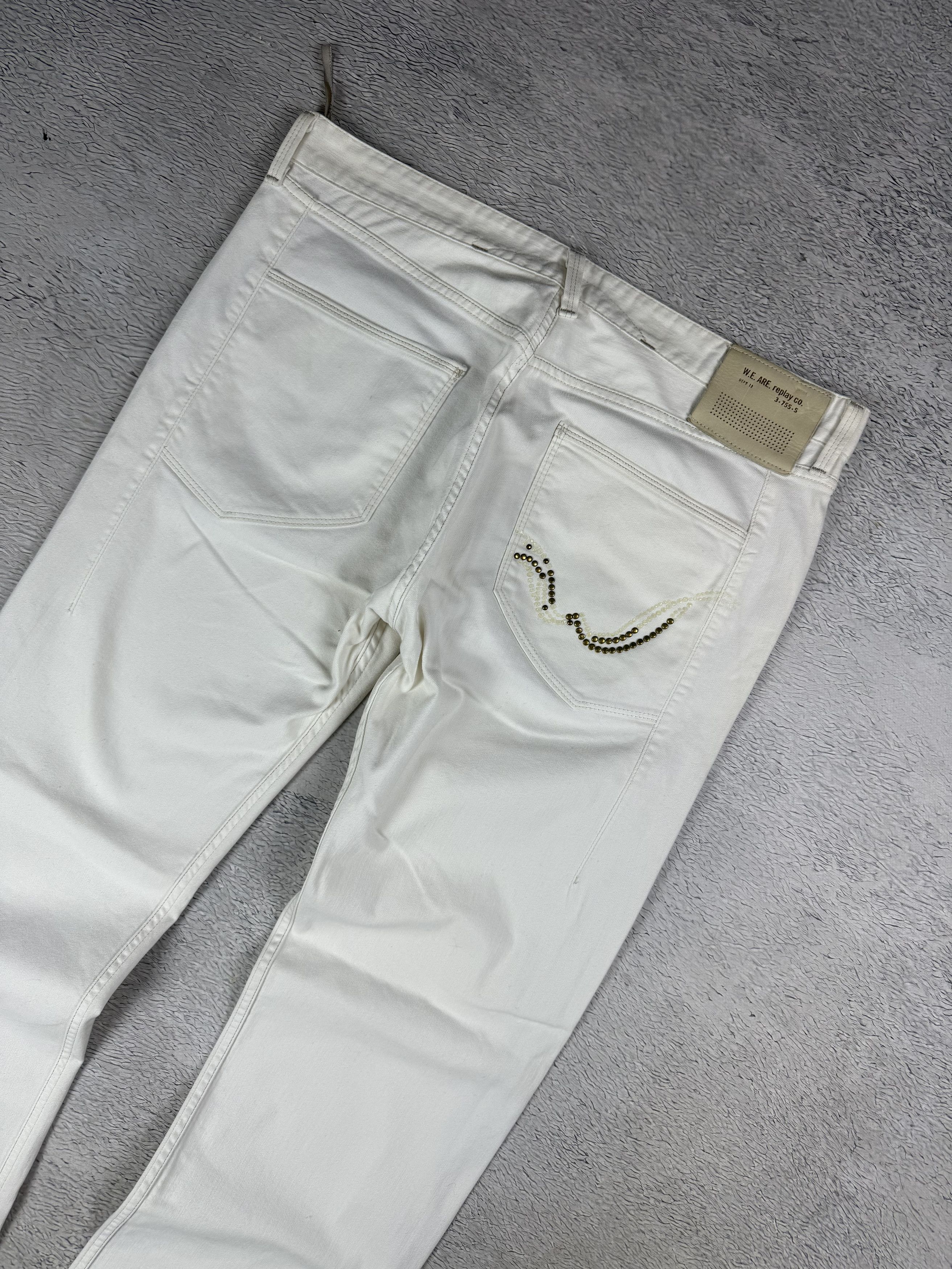 Replay Replay Carmelo Jeans White Back Logo Made In Italy Straigth Size US 36 / EU 52 - 2 Thumbnail