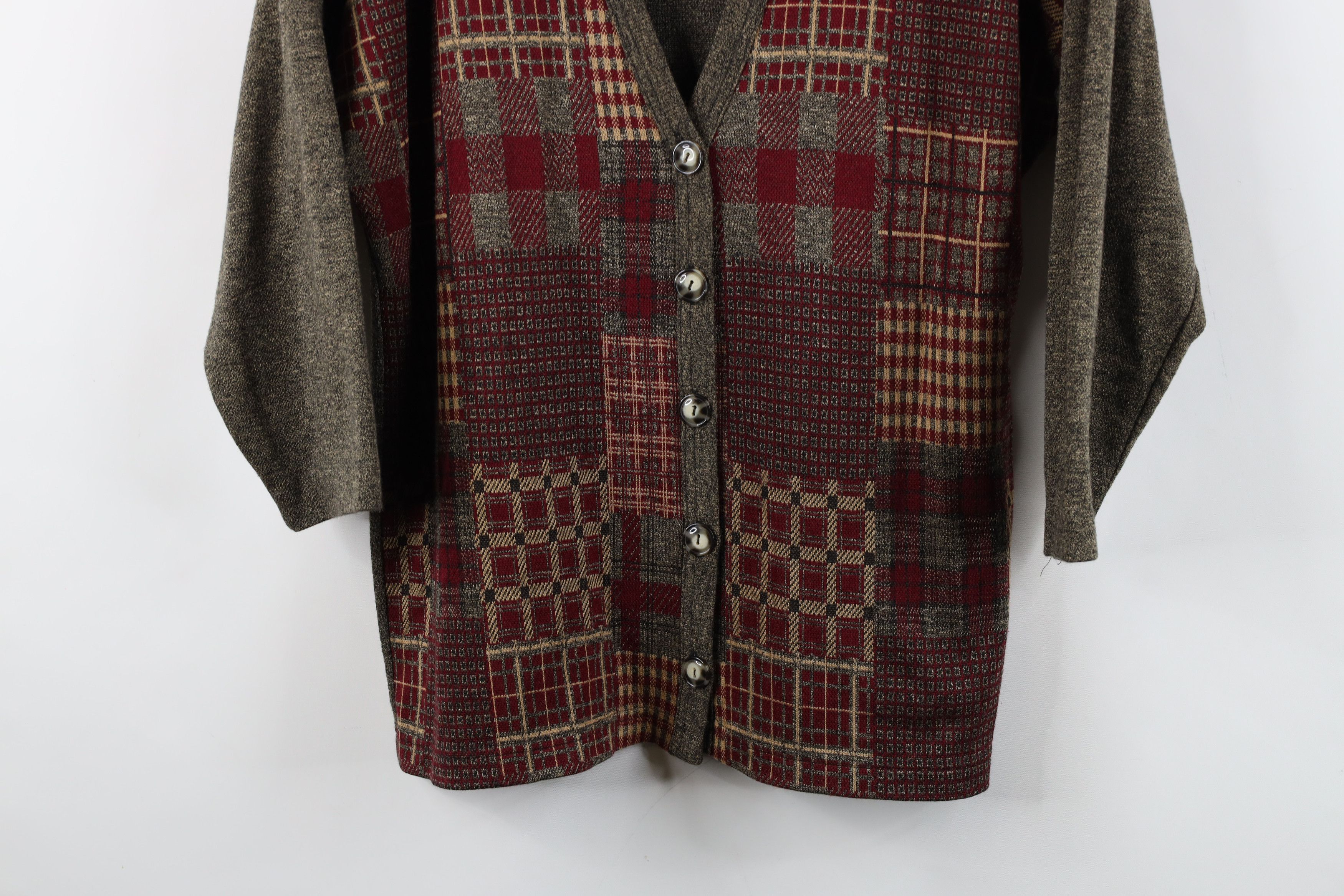Vintage Vintage 90s Streetwear Patchwork Knit Cardigan Sweater Size XL / US 12-14 / IT 48-50 - 3 Thumbnail