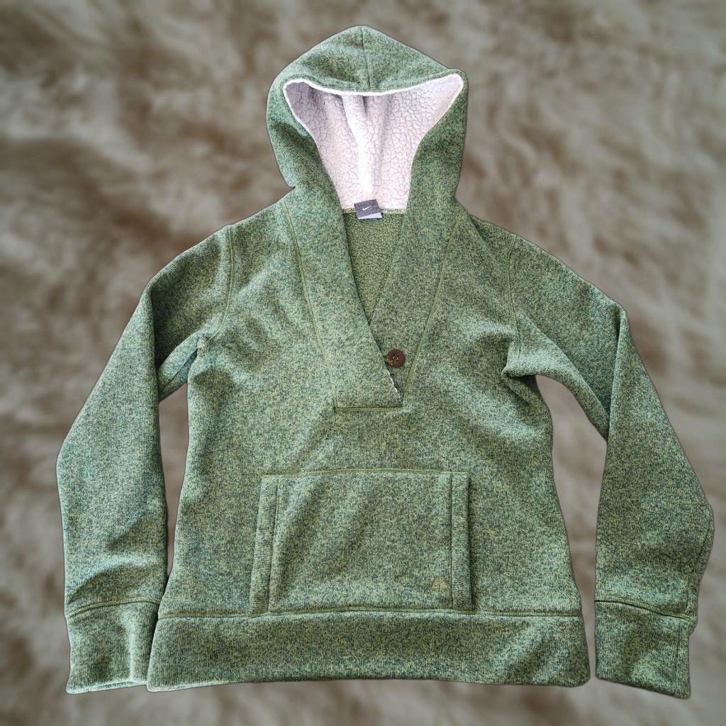 Nike ACG VINTAGE? Nike ACG Sherpa Hoodie Sweatshirt Pullover L Green Womens Shawl Fleece Pockets Easy Care Size L / US 10 / IT 46 - 1 Thumbnail