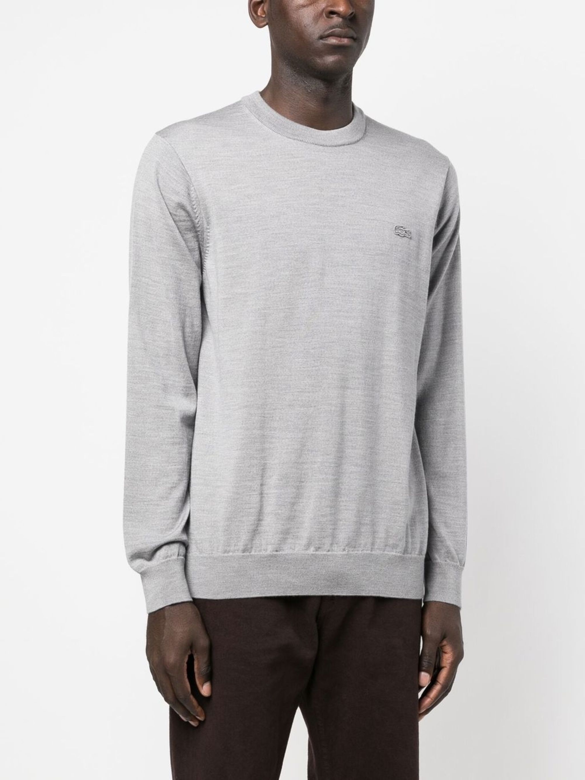 Lacoste o1s22i1n1124 Wool Crewneck Pullover Sweater in Grey Size US XL / EU 56 / 4 - 3 Thumbnail