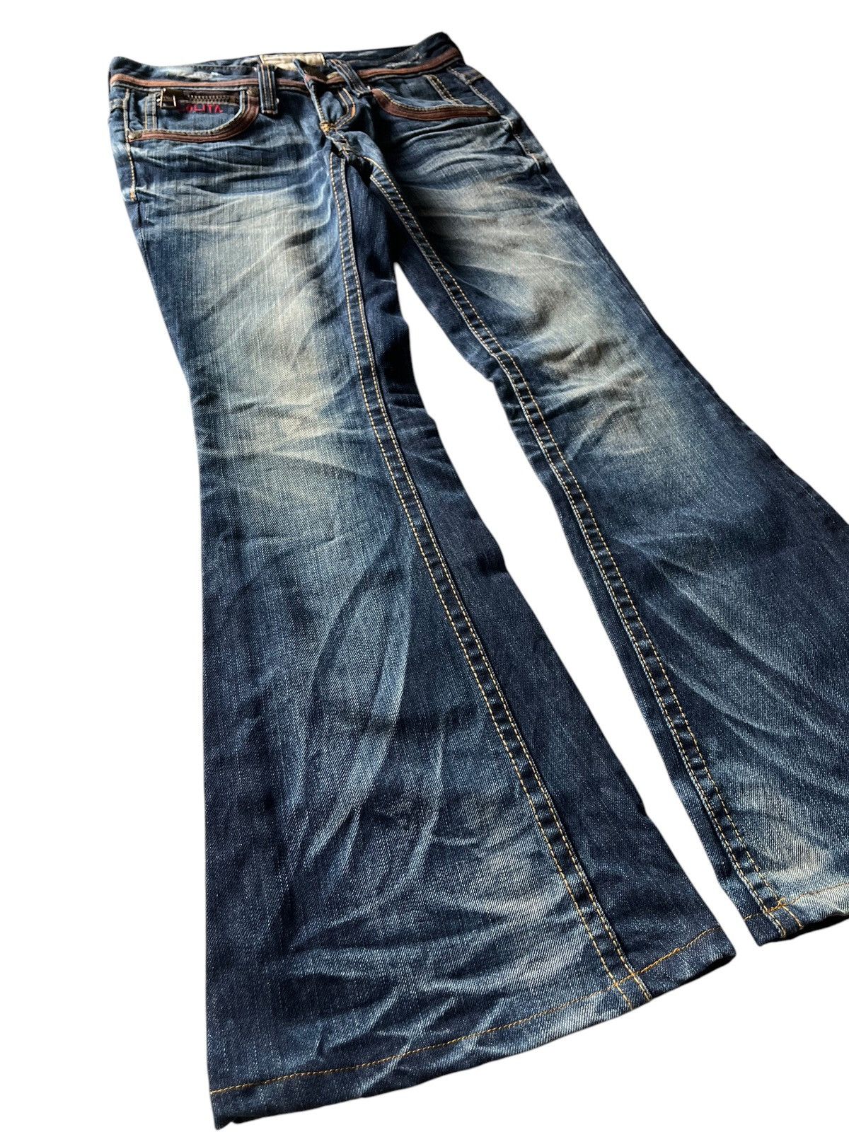If Six Was Nine Lolita Whisker Wash Flared Jeans Size US 29 - 4 Thumbnail