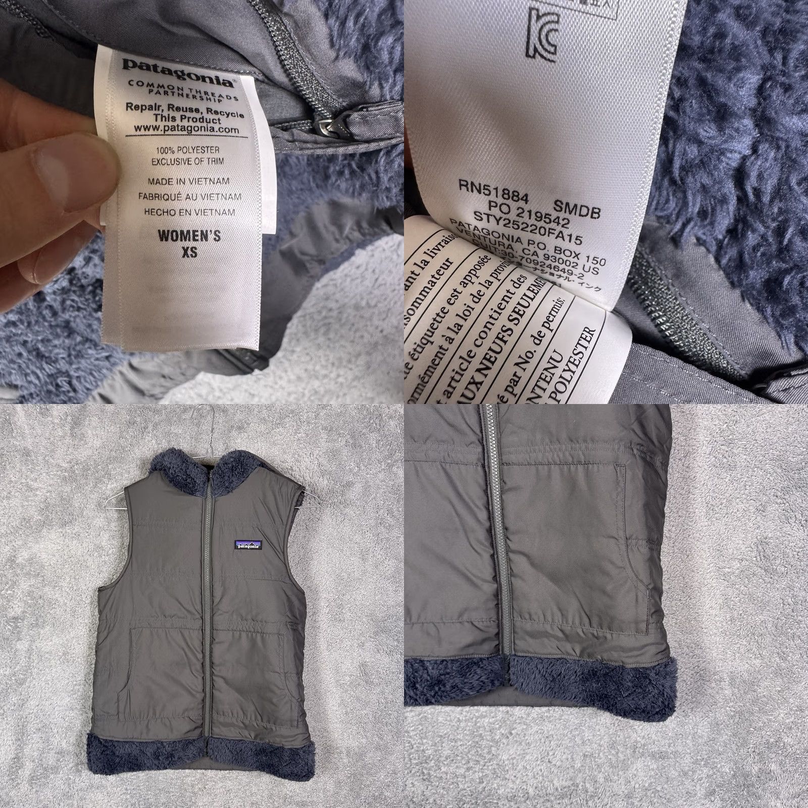 Patagonia VINTAGE Patagonia Vest Womens XS Los Gatos Reversible Quilted Fur Sherpa Hooded 25220 Size XS / US 0-2 / IT 36-38 - 8 Thumbnail