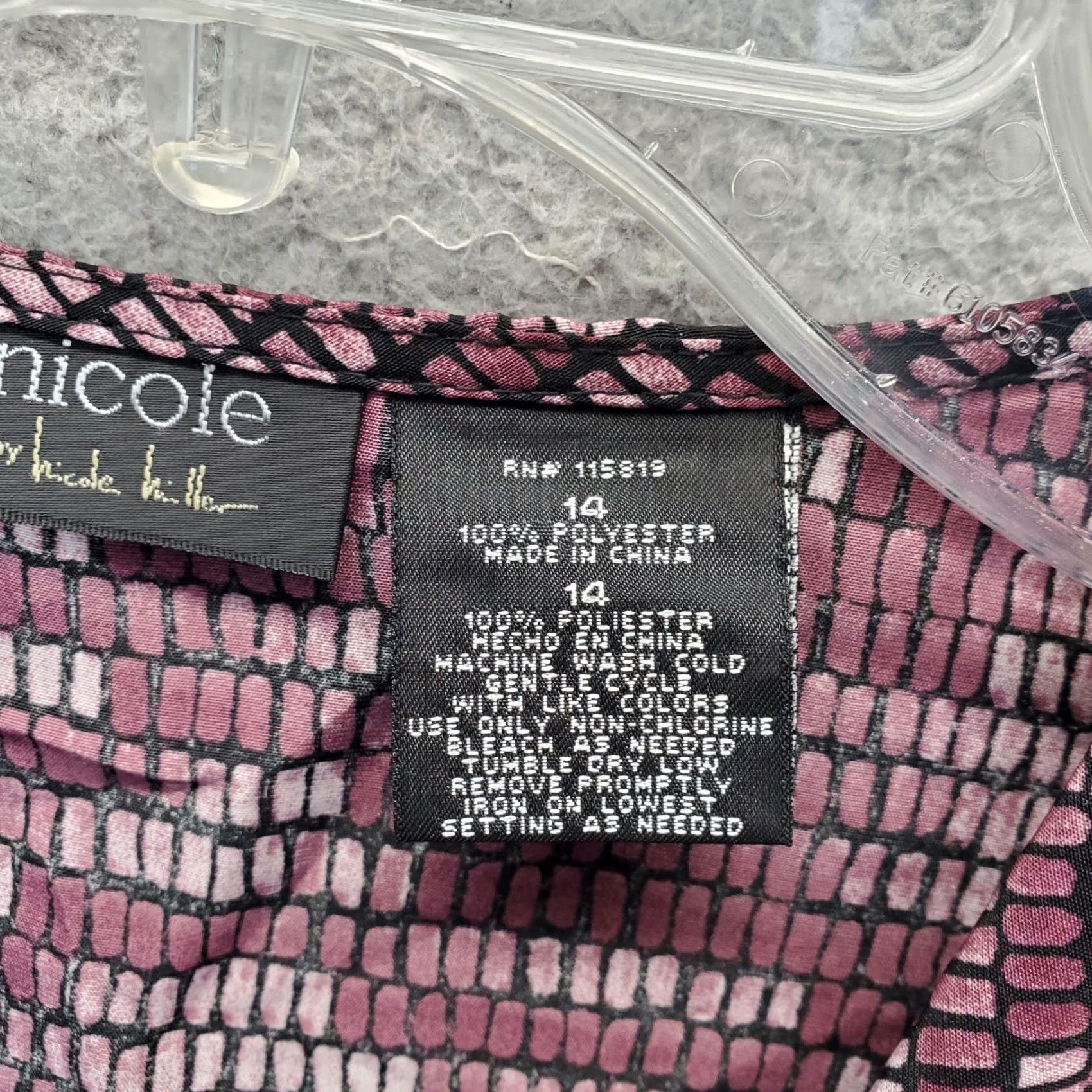 Nicole Miller Nicole Miller Blouse Womens 14 Multicolor Geometric Cap Sleeve V Neck Bow Top Size XL / US 12-14 / IT 48-50 - 6 Thumbnail
