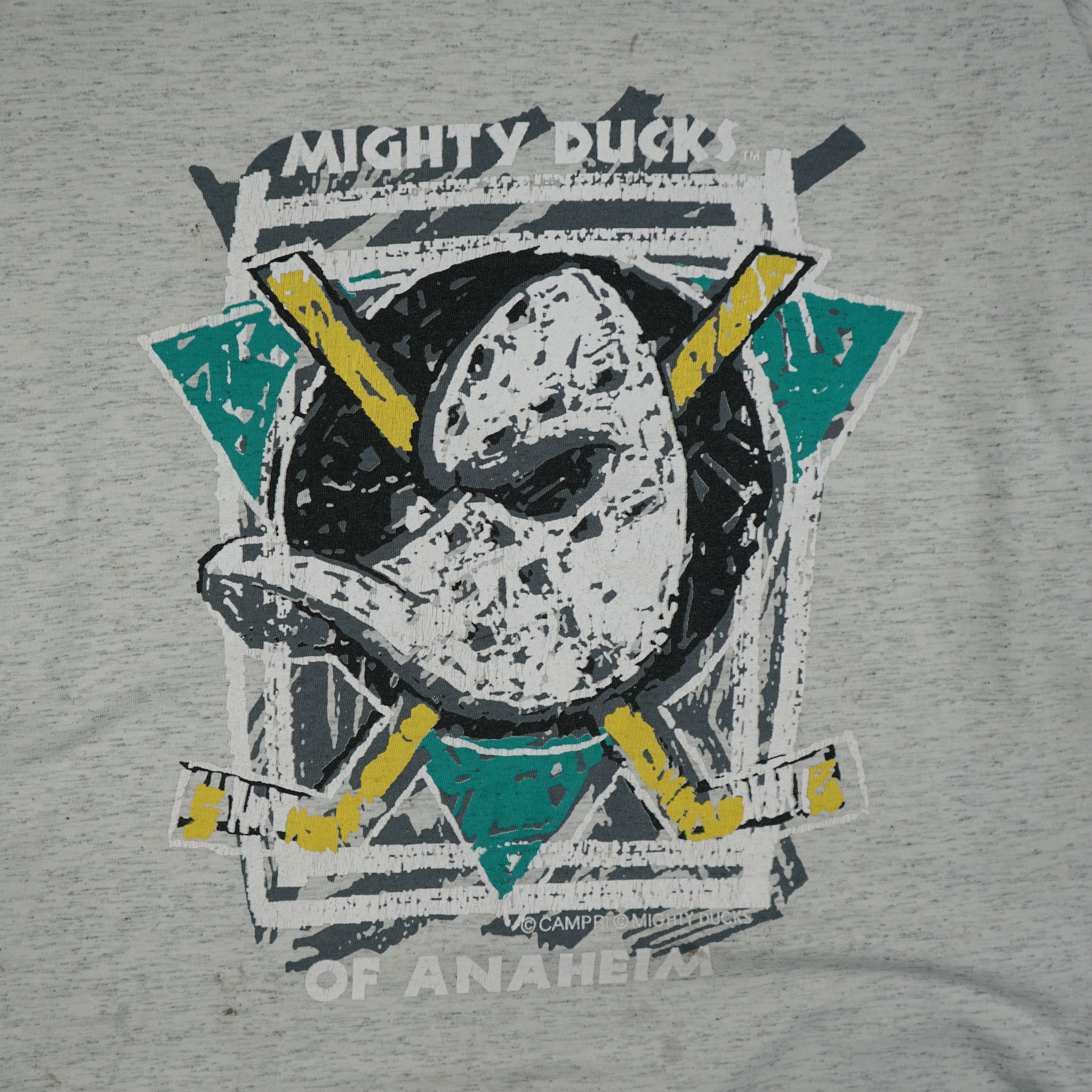 NHL × Vintage Vintage 90s Mighty Ducks Thrashed Distressed T-Shirt Size US XL / EU 56 / 4 - 2 Thumbnail