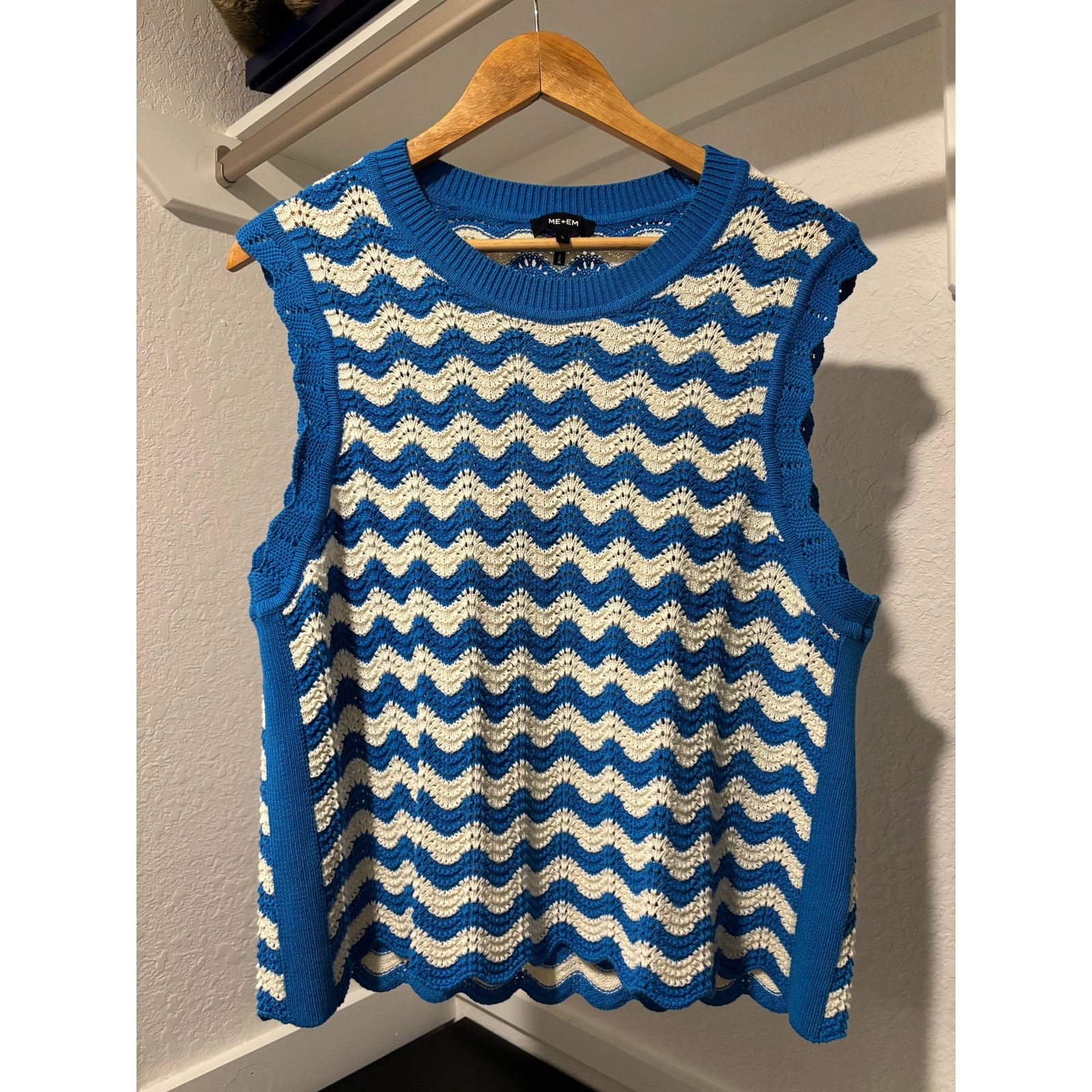 ME+EM NWOT ME+EM Cotton Scallop Knit Sweater Vest size L Size L / US 10 / IT 46 - 6 Thumbnail
