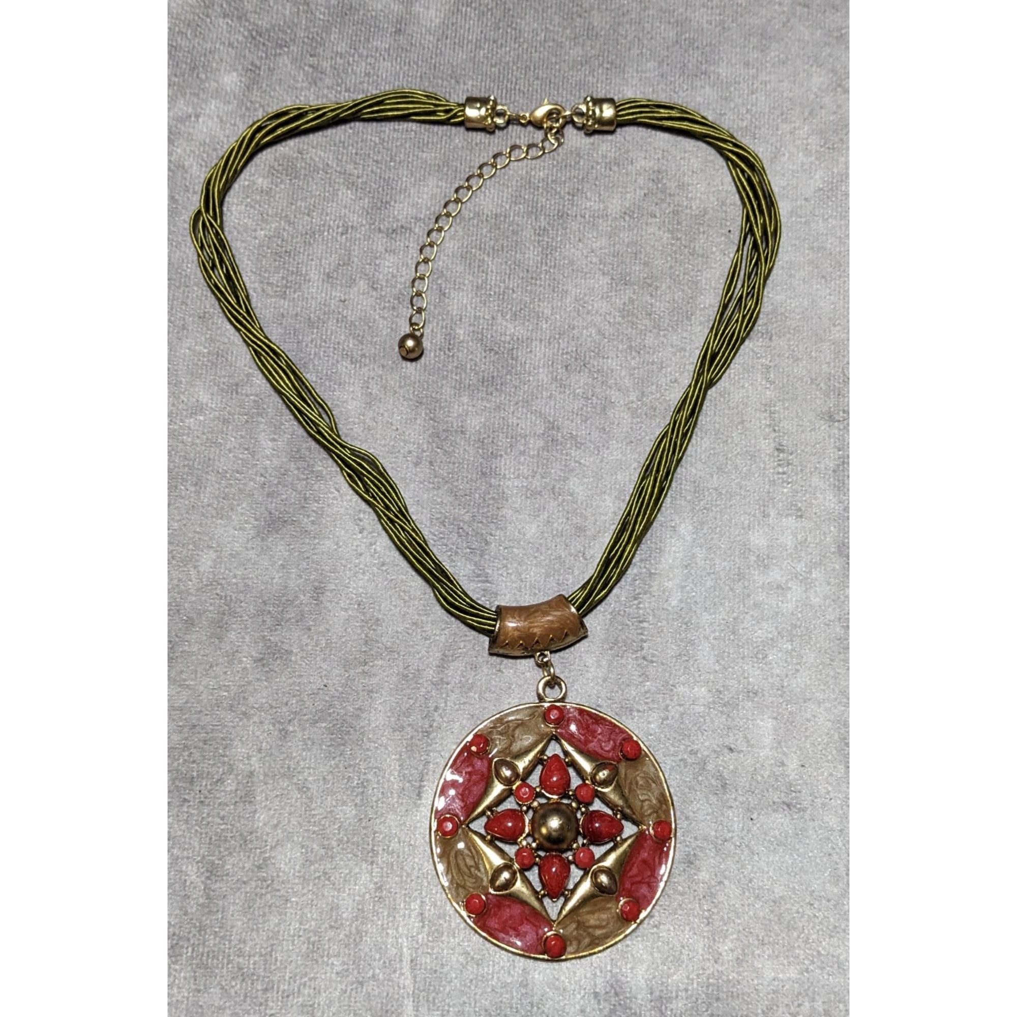 Other Red And Gold Bohemian Medallion Necklace Size ONE SIZE - 10 Thumbnail