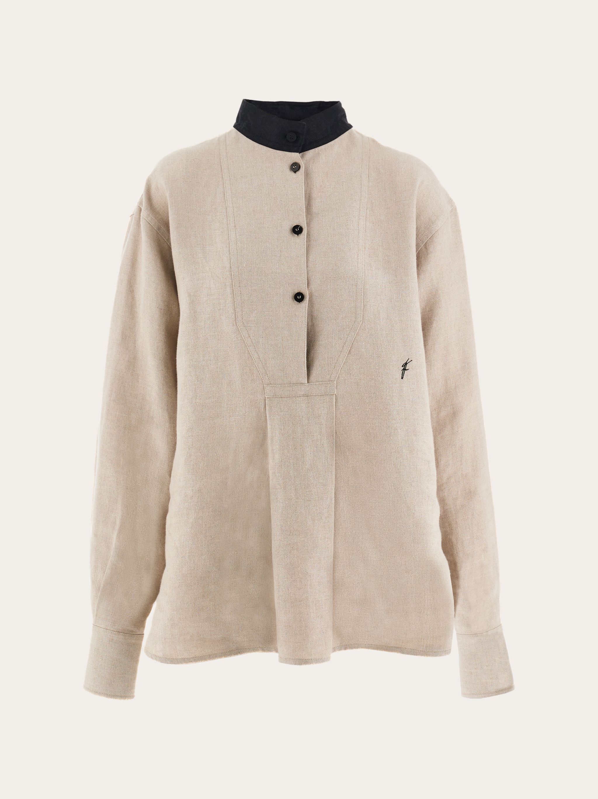 o1s1rm0126 Tunic Shirt in Sand Beige/Black