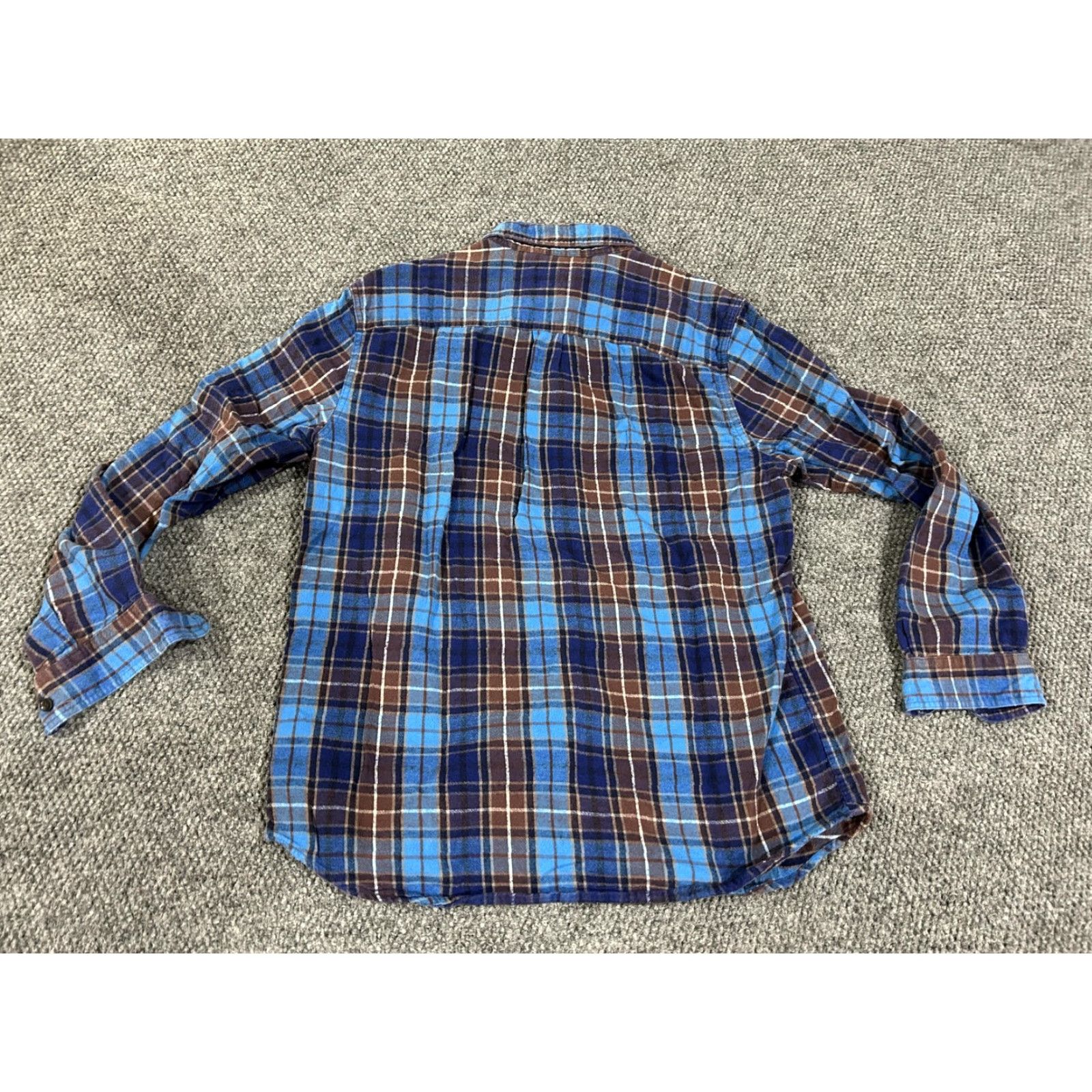 Vintage L.L.Bean Shirt Mens Medium Blue Brown Plaid Flannel Button Front Long Sleeve Size US M / EU 48-50 / 2 - 5 Thumbnail