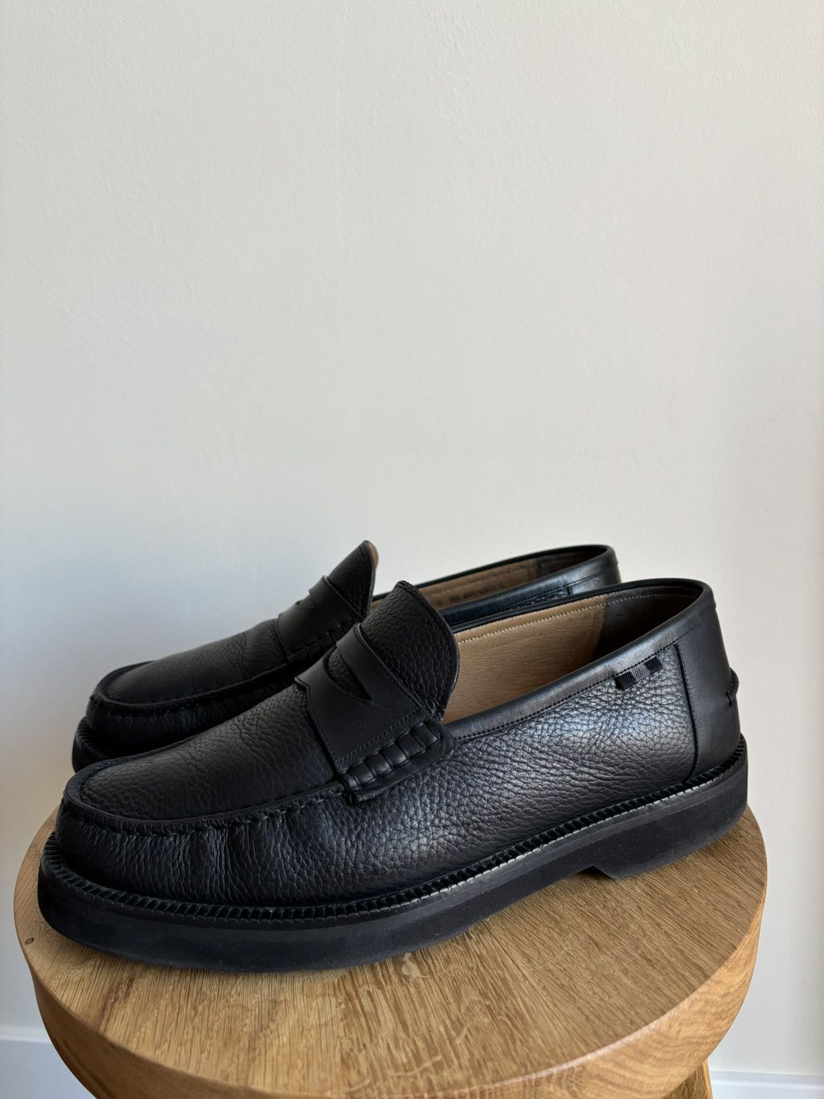 Bally Bally Noah Black Leather Rubber Sole Loafers Size US 8 / EU 41 - 3 Thumbnail