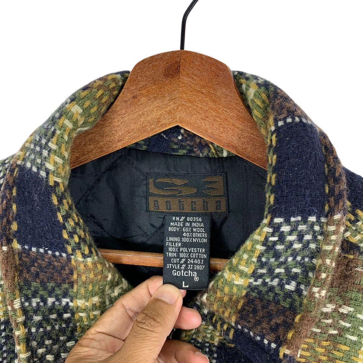 Gotcha Vintage 90s Gotcha plaid full-zip sweater wool jacket Size US L / EU 52-54 / 3 - 6 Thumbnail