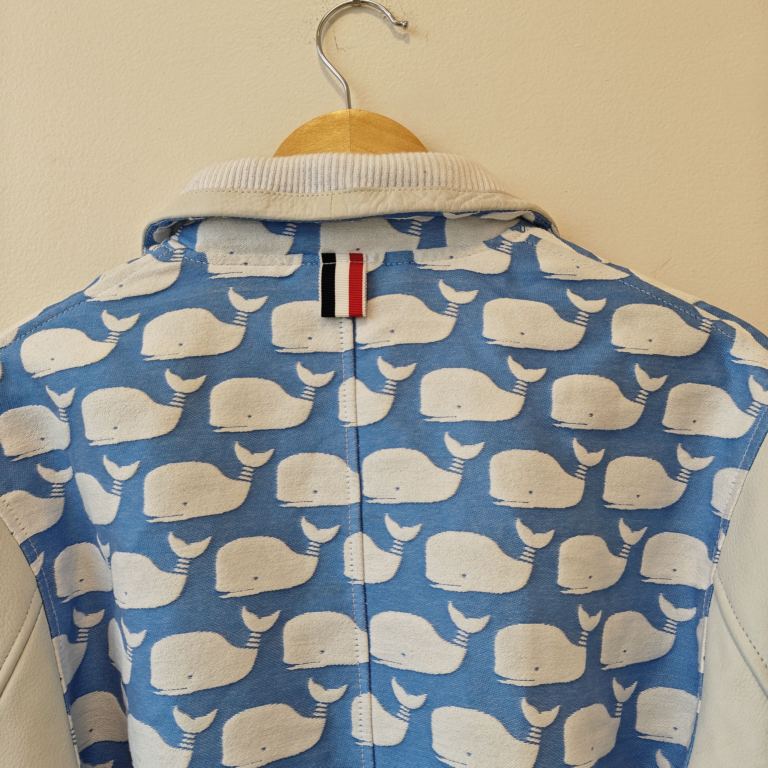 Thom Browne Archive Whale Leather Varsity Jacket (Made In USA) Size US S / EU 44-46 / 1 - 14 Thumbnail