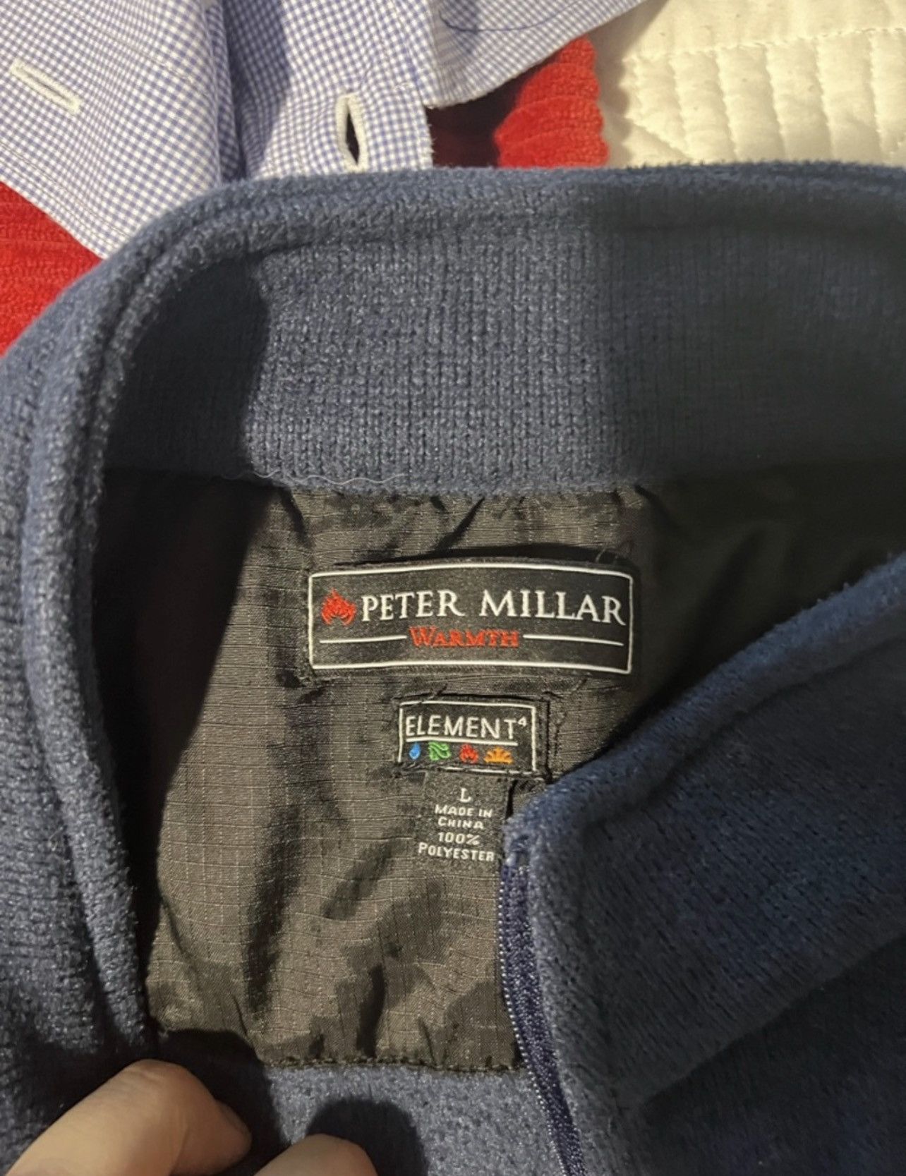 Peter Millar Peter Millar Navy Quarter Zip Fleece Pullover Size US L / EU 52-54 / 3 - 3 Thumbnail